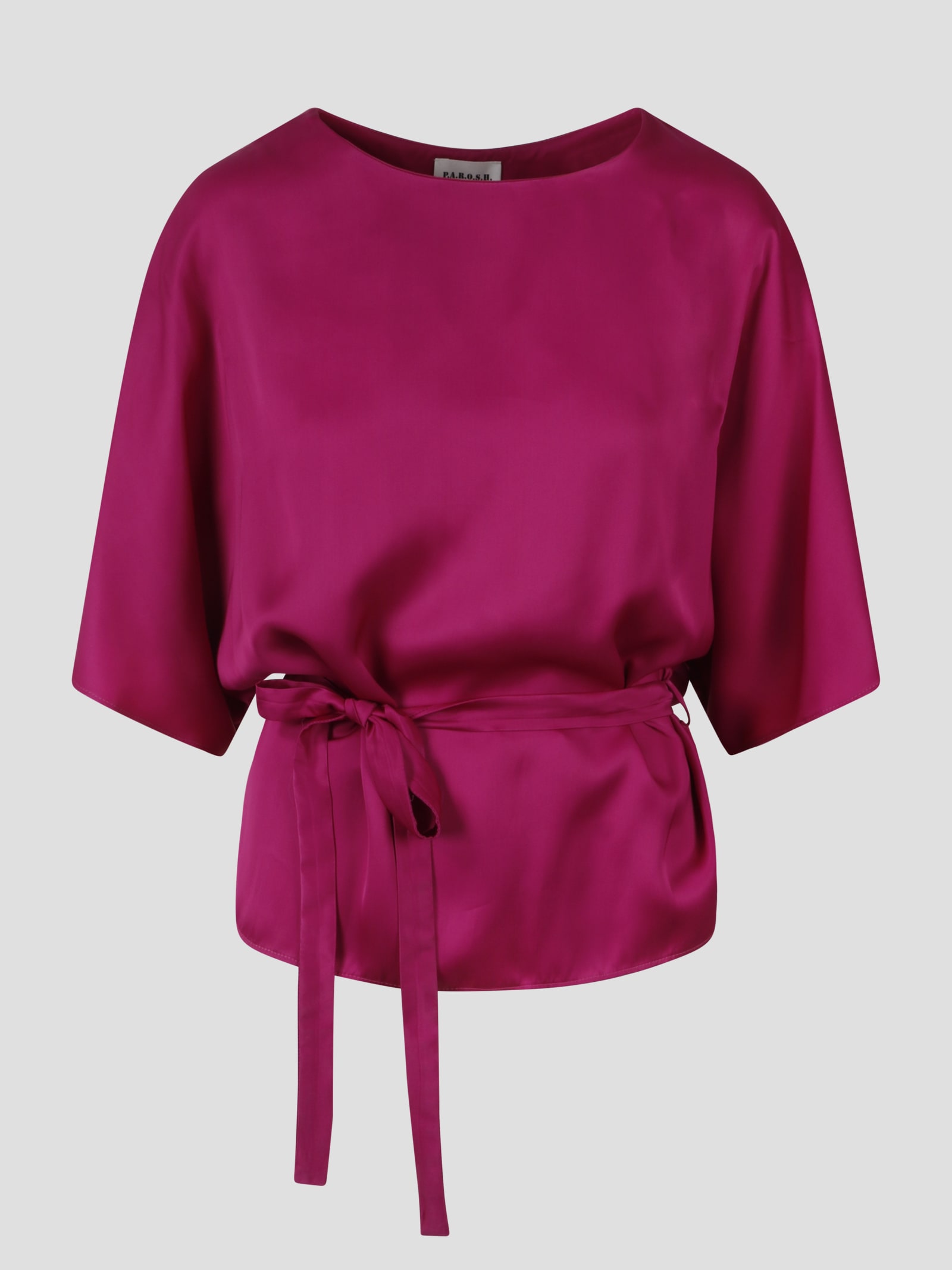 Shop P.a.r.o.s.h Belted Blouse In Pink & Purple