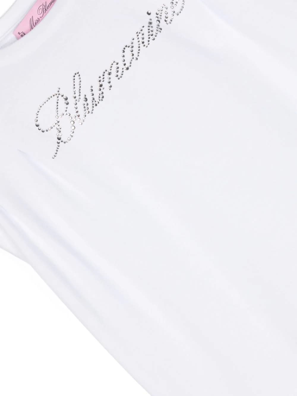 Shop Miss Blumarine White T-shirt With Rhinestone Logo