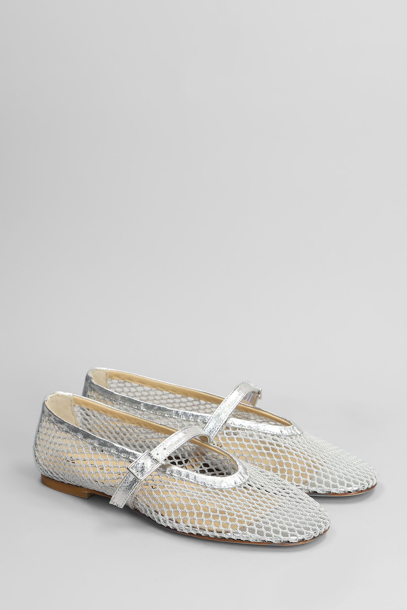 Fabio Rusconi Ballet Flats In Silver Leather In Silver