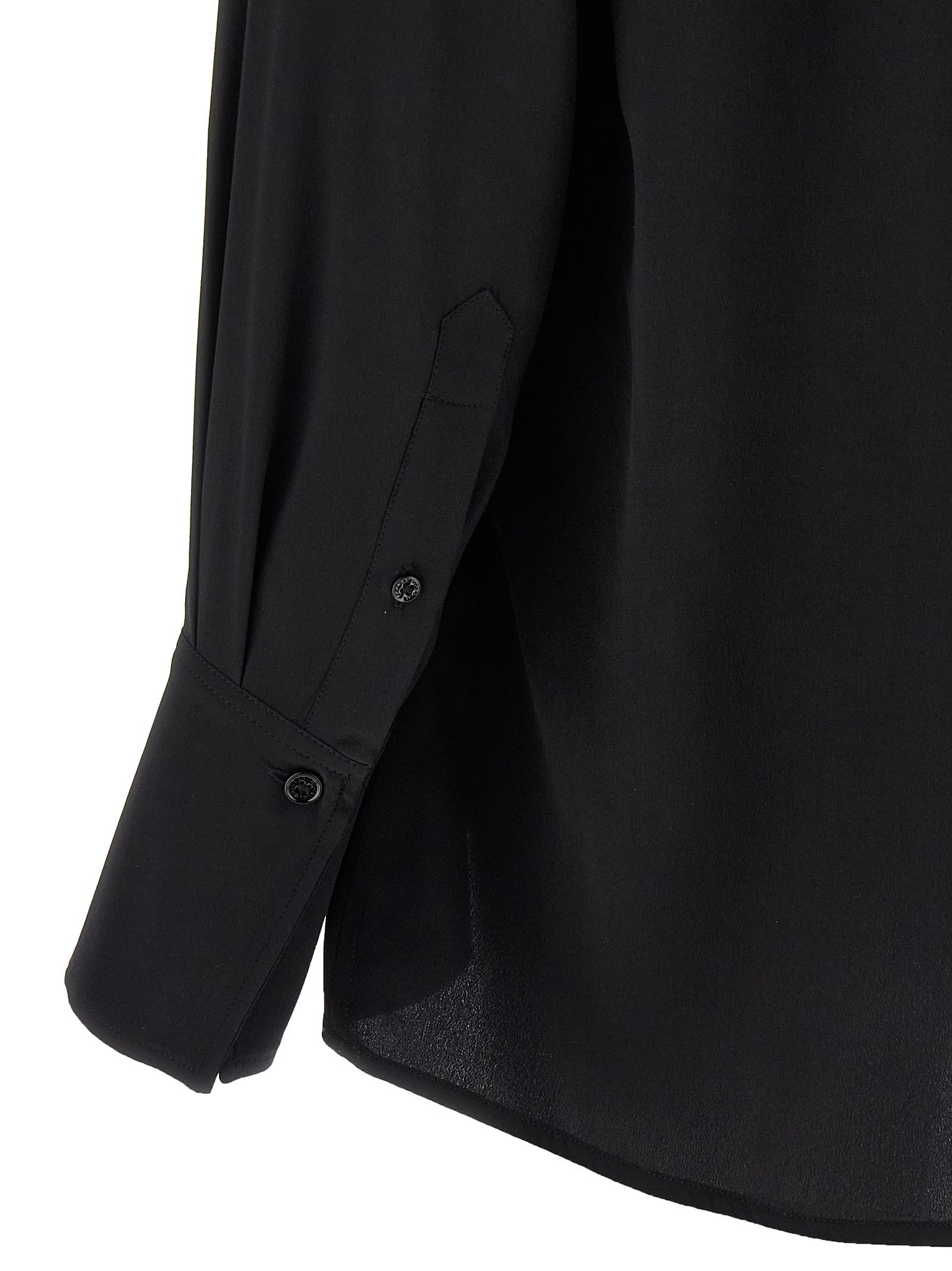 Victoria Beckham Gather Detail Tie Blouse With Gathered Shoulders In Black