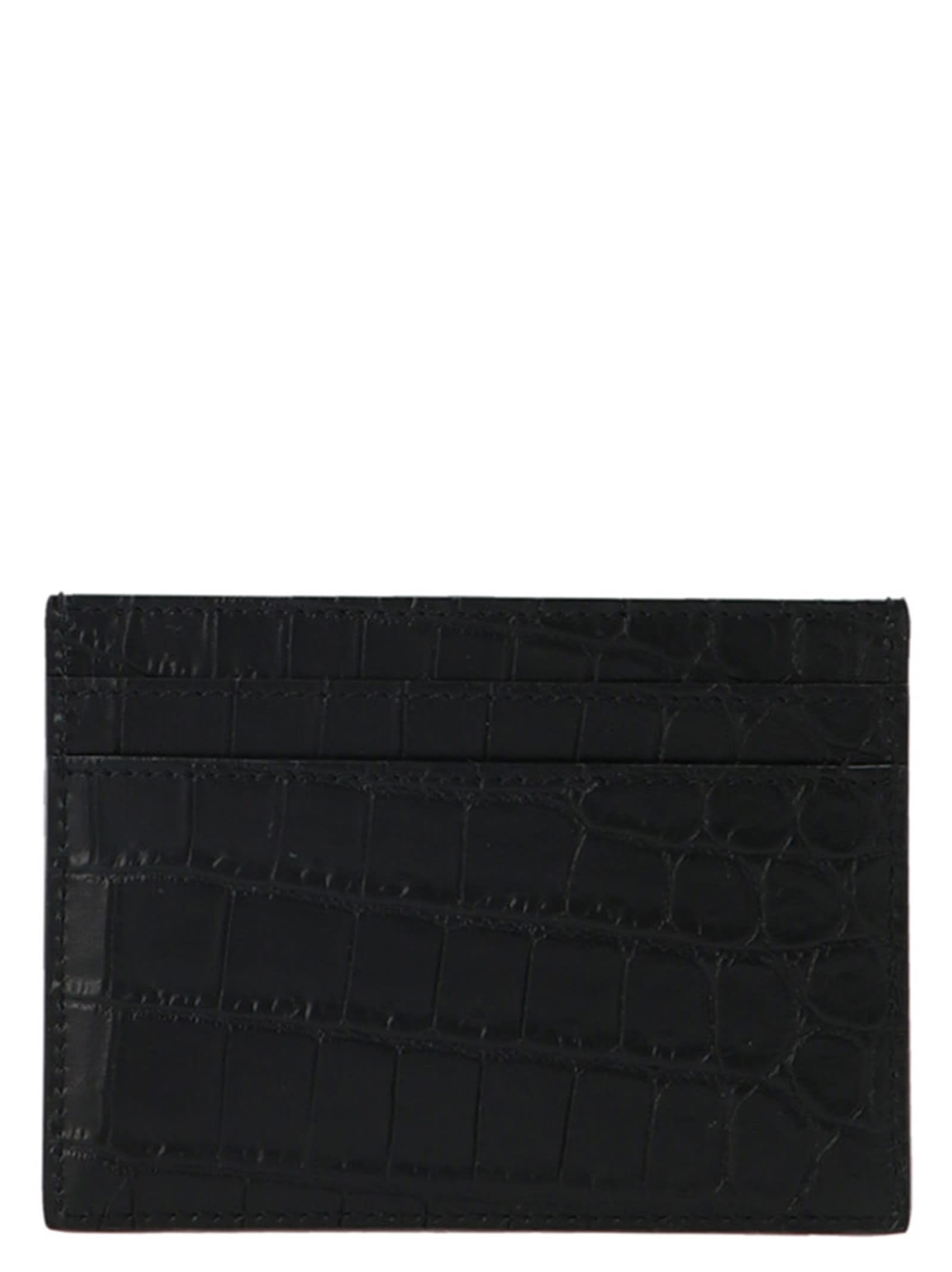 Shop Saint Laurent Tiny Cassandre Card Holder In Black