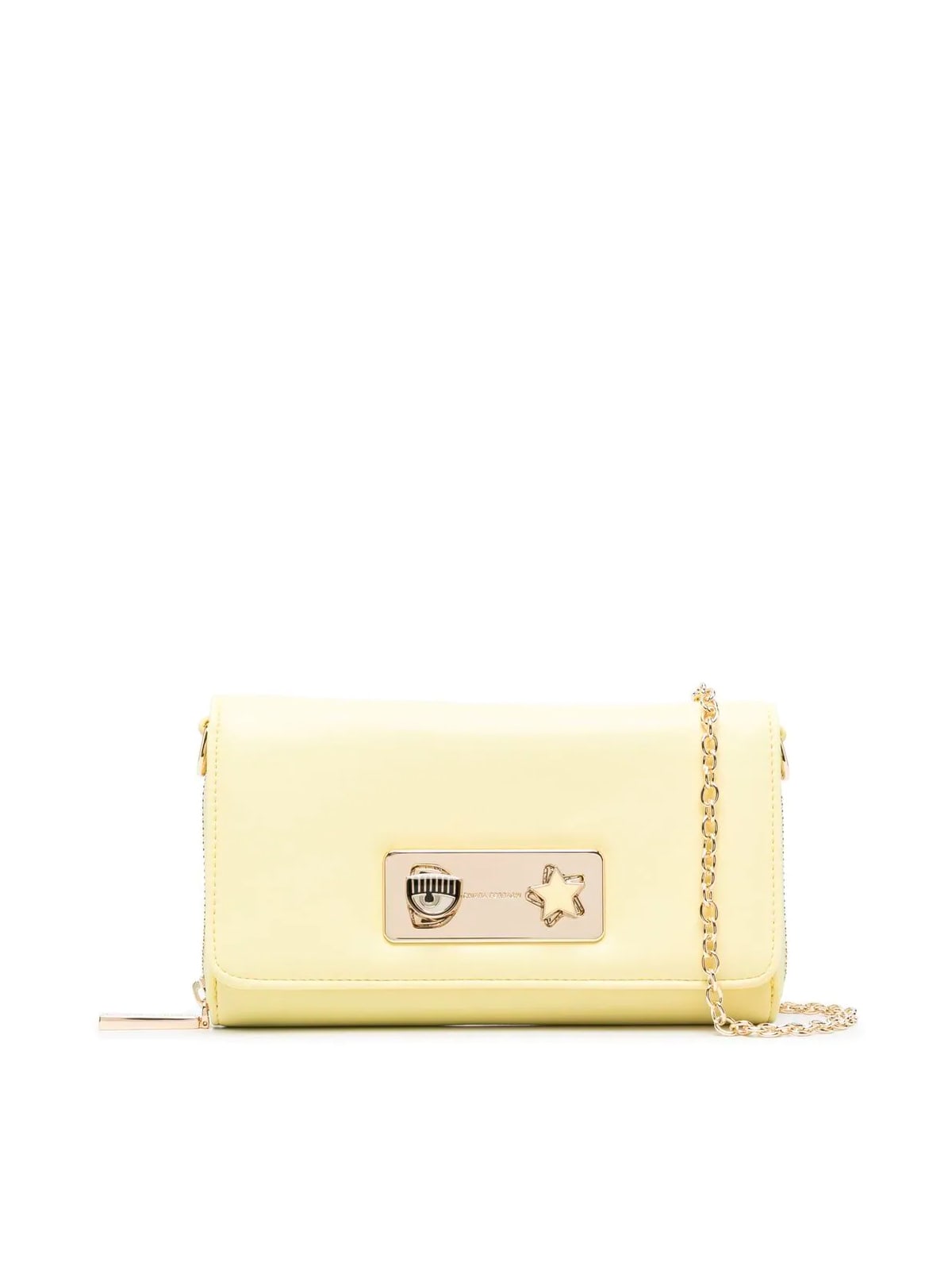 Chiara Ferragni Pocket With Shoulder Band And Rotatable Logo As Opening In Wax Yellow