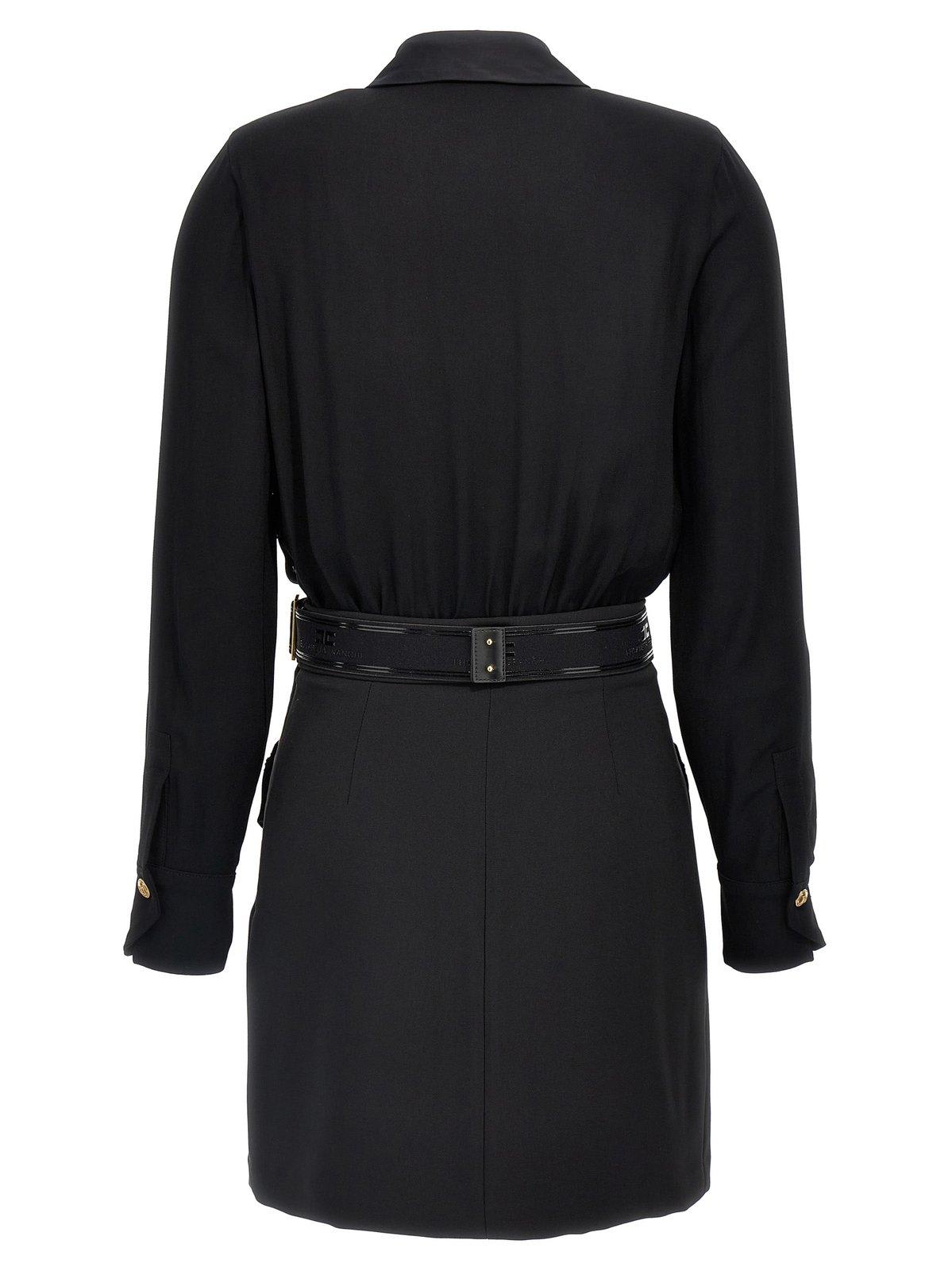 Elisabetta Franchi Wrap-design Cargo-pocket Mini Dress In Nero