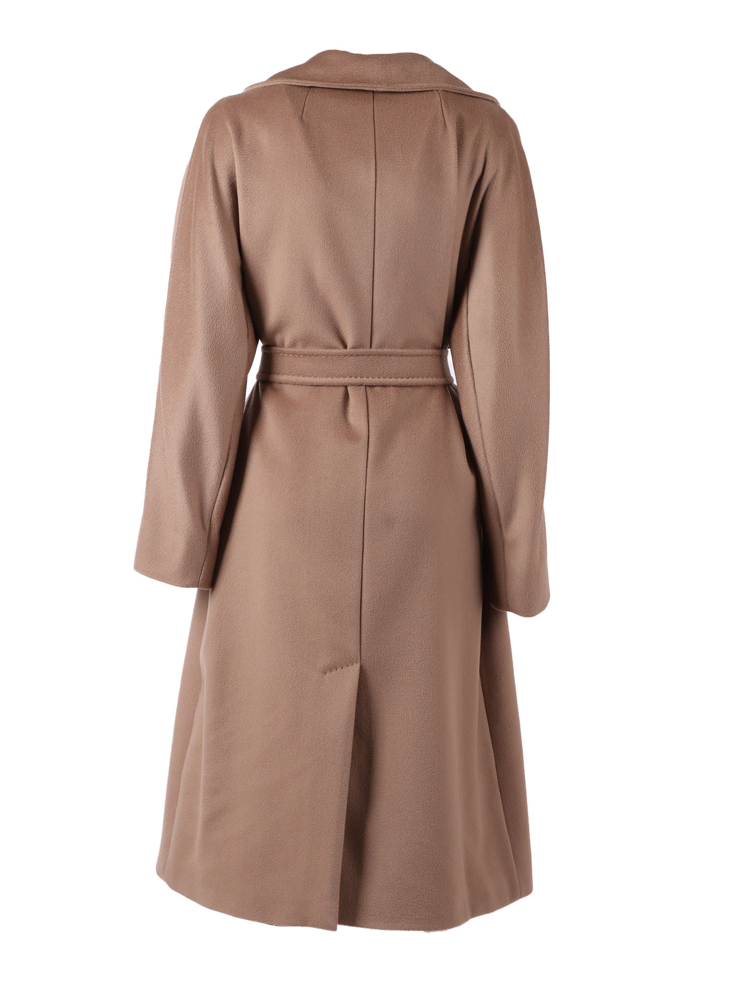 Weekend Max Mara Long Length Belted Coat With Notched Lapels In Brown