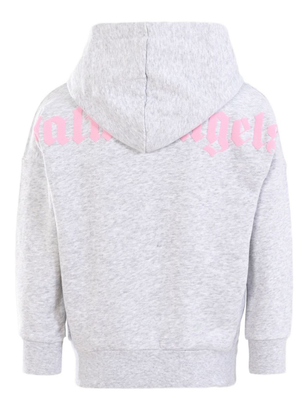 Palm Angels Kids Top With Embroidered Logo And Hood In Gray