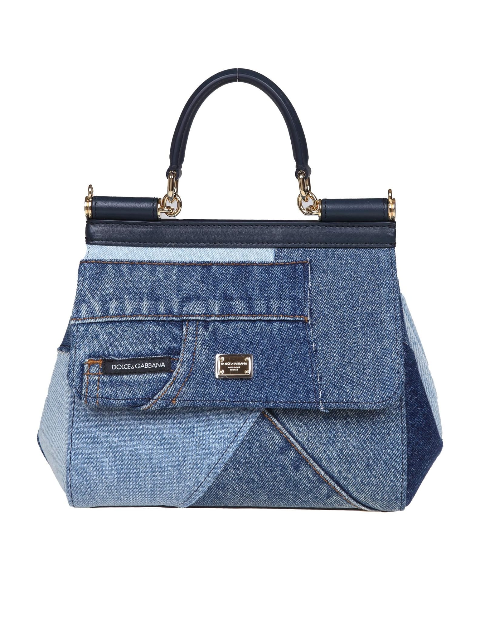 Shop Dolce & Gabbana Sicily Handbag In Patchwork Denim