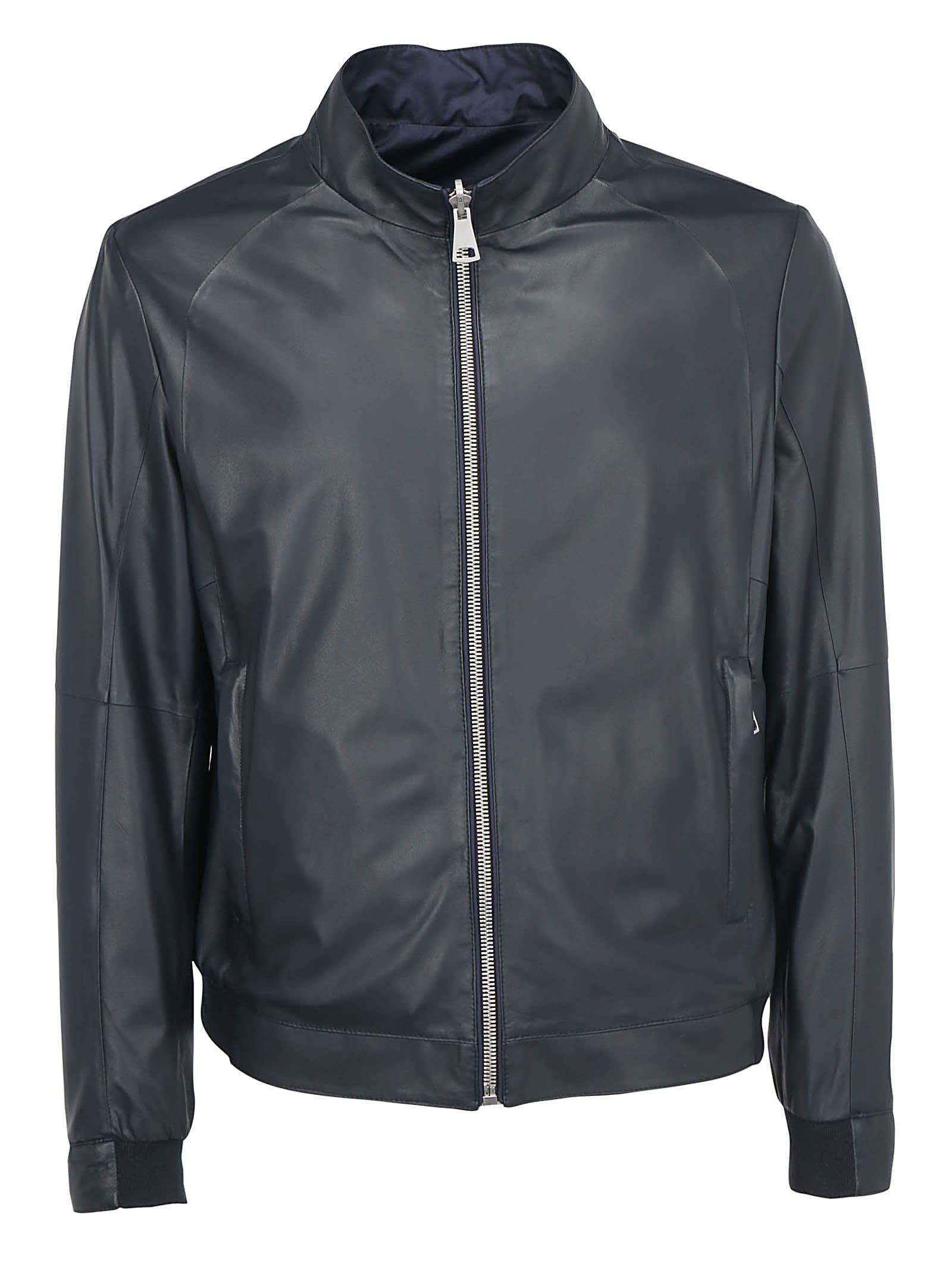 Drome Leather Jacket In Blue