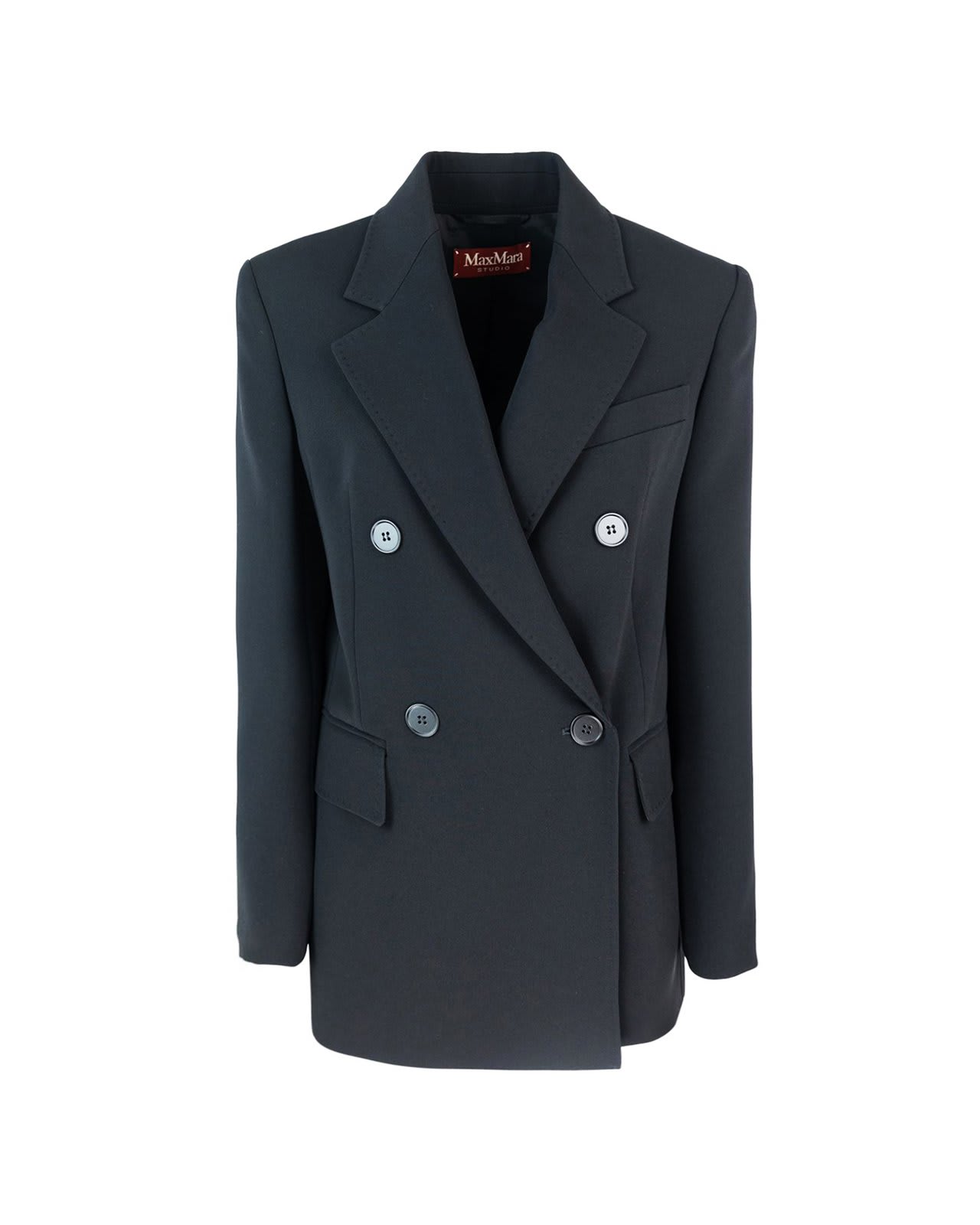 Shop Max Mara Double-breasted Long-sleeved Jackets In Nero