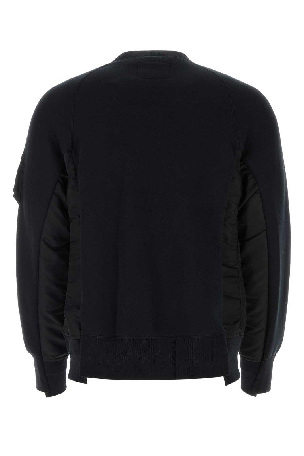 Shop Sacai Panelled-design Crewneck Sweatshirt In Black