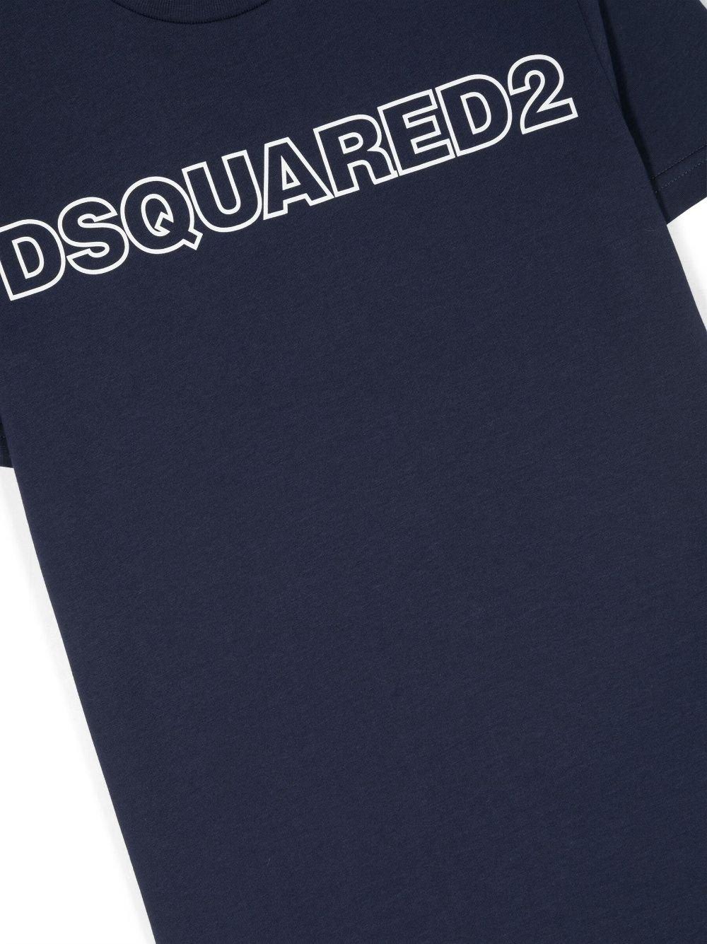 Shop Dsquared2 Logo Printed Crewneck T-shirt In Blue