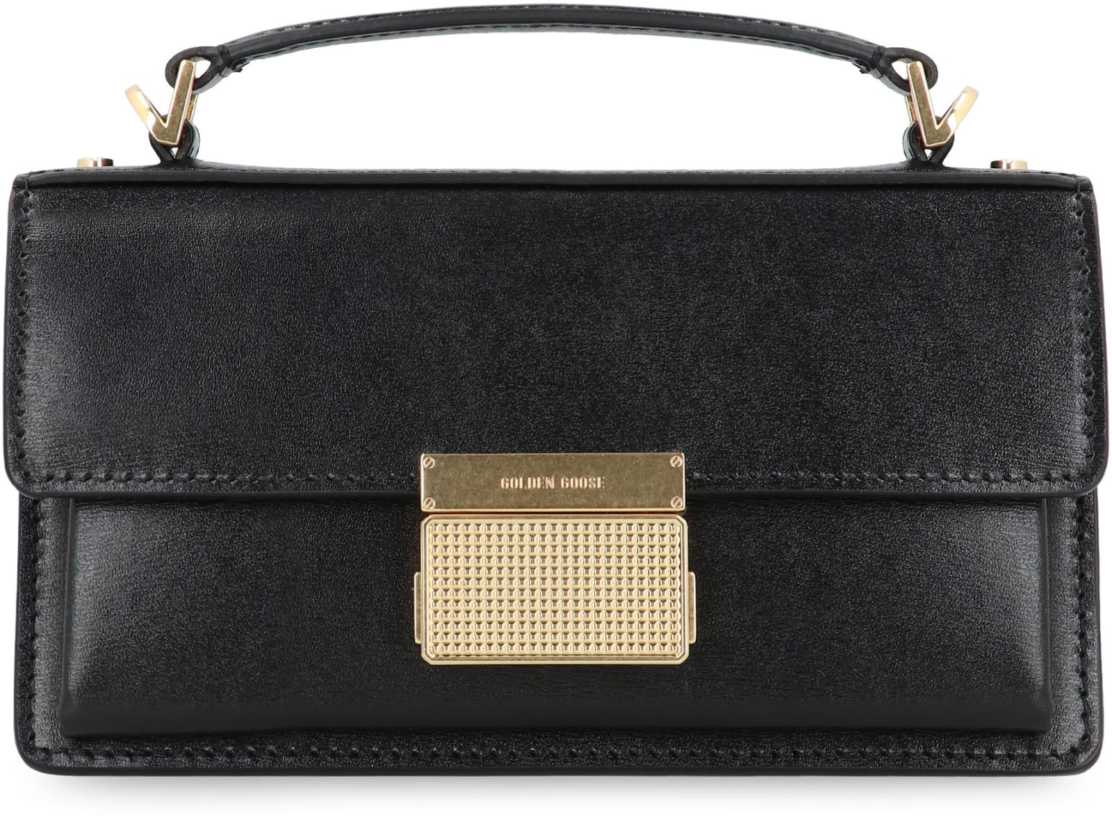 Shop Golden Goose Venezia Leather Mini Crossbody Bag In Black