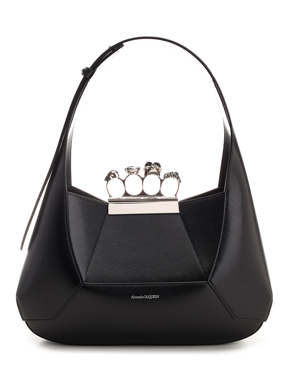 Shop Alexander Mcqueen Black Jeweled Hobo Bag In Nero