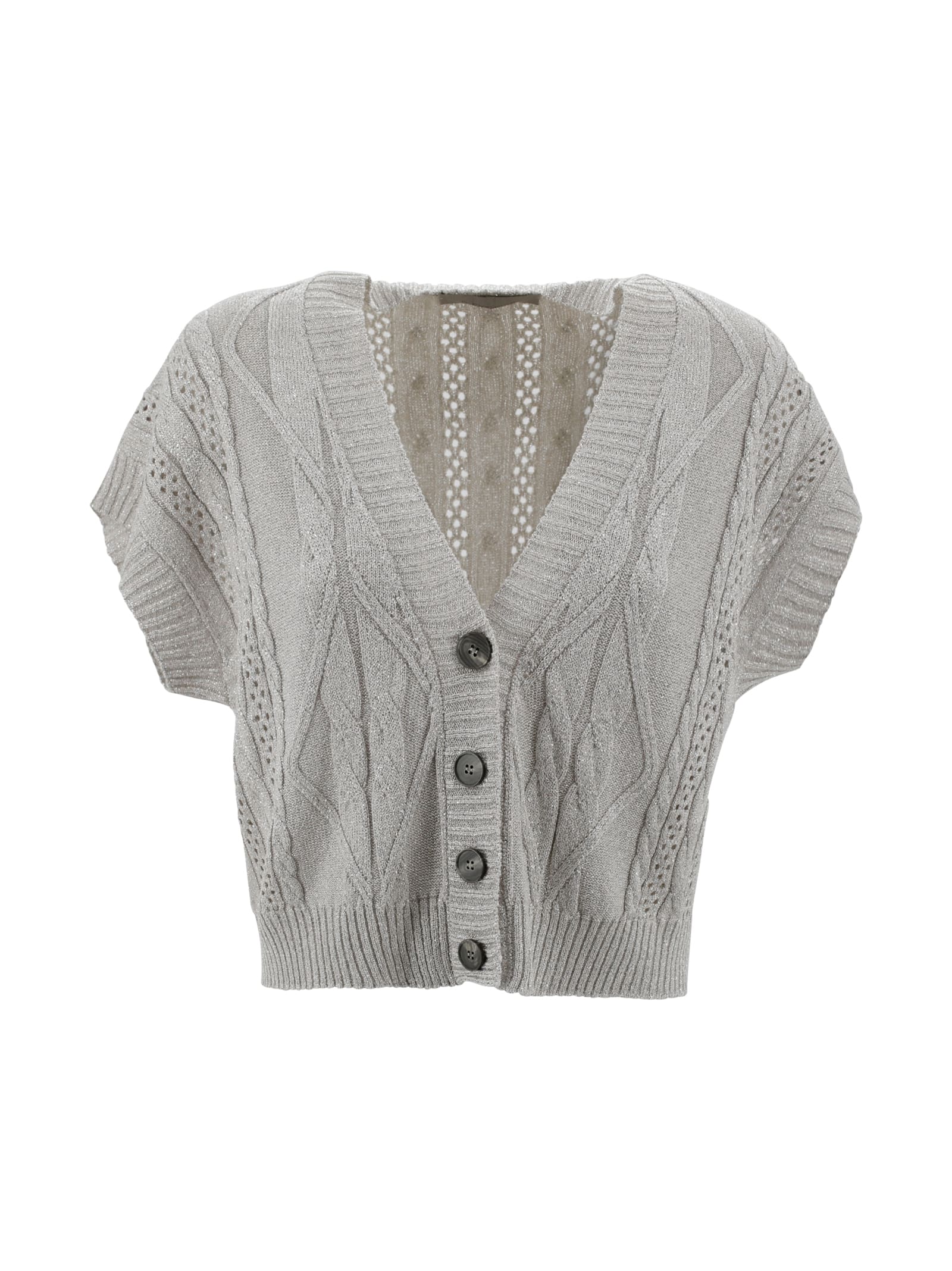 D. Exterior Short Lurex Cardigan