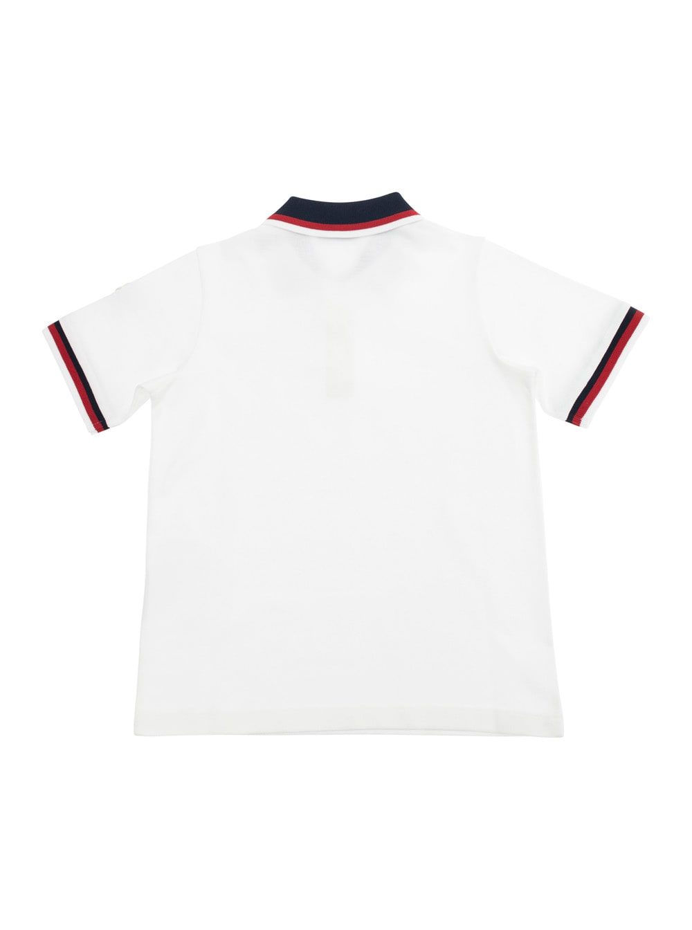 Moncler White Polo Shirt With Logo Patch In Cotton Boy In White