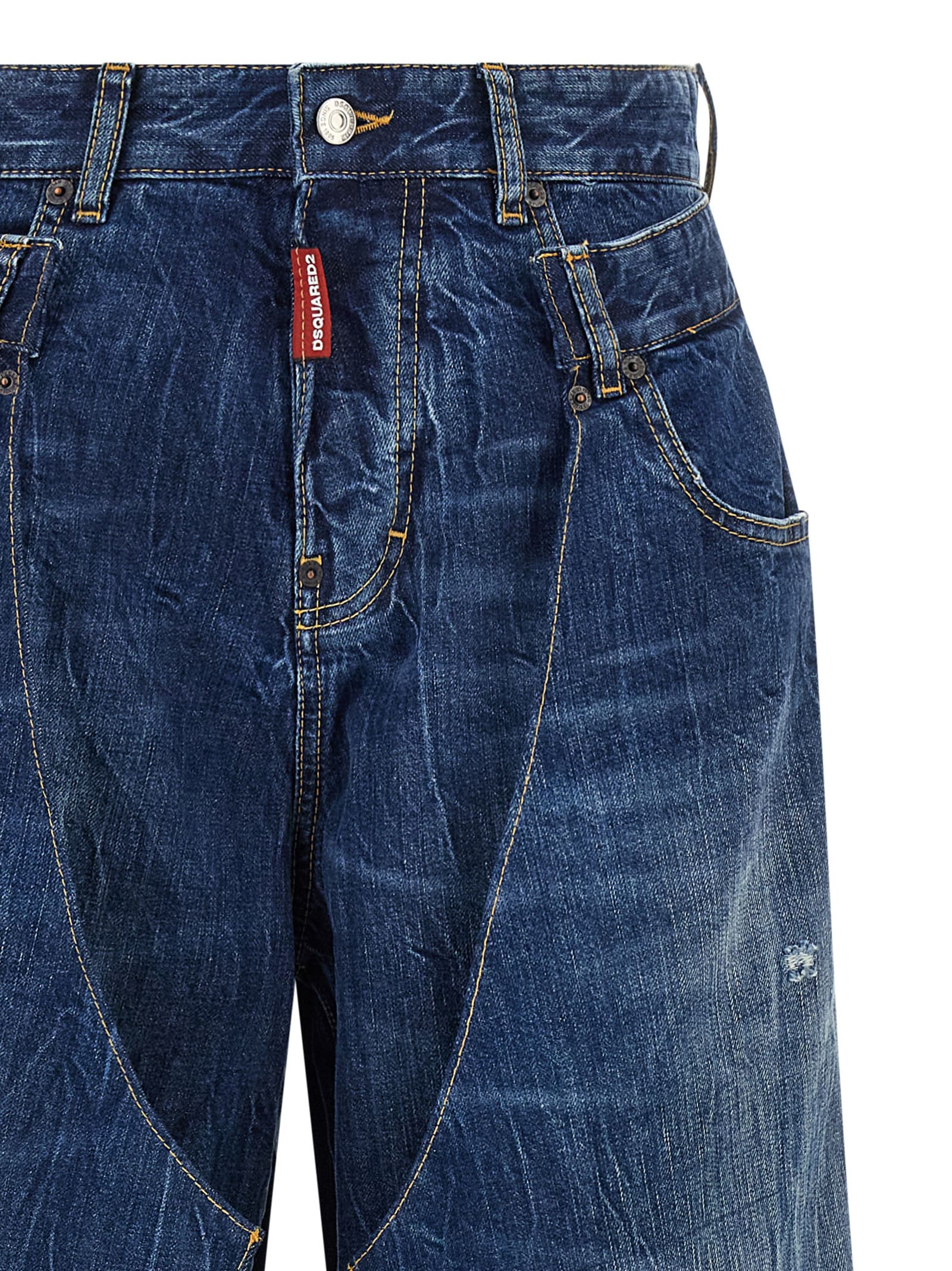 Dsquared2 Blue Stonewashed Cotton Denim Jeans In Blue