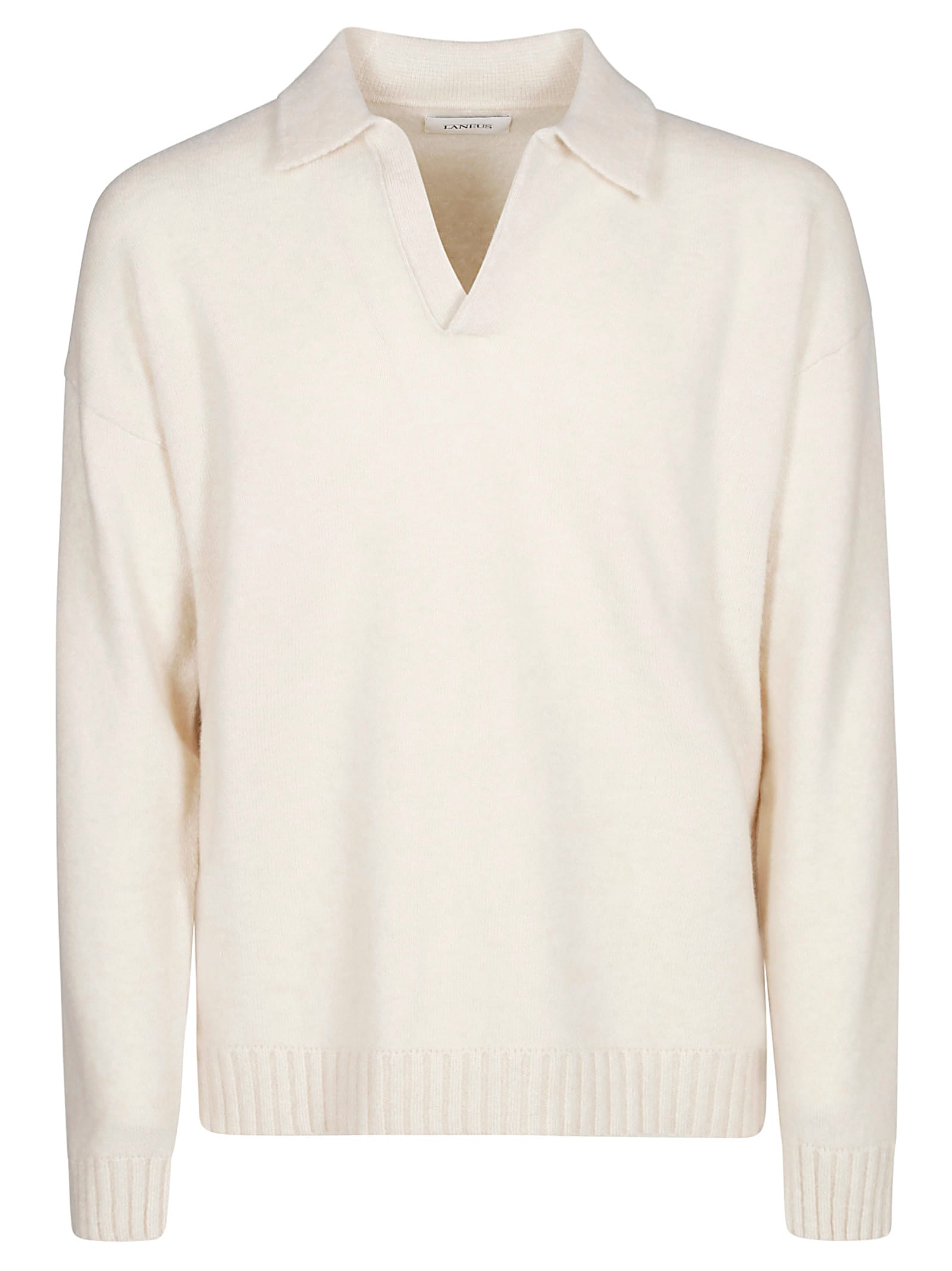 Shop Laneus Soft Cashmere Polo In Milk