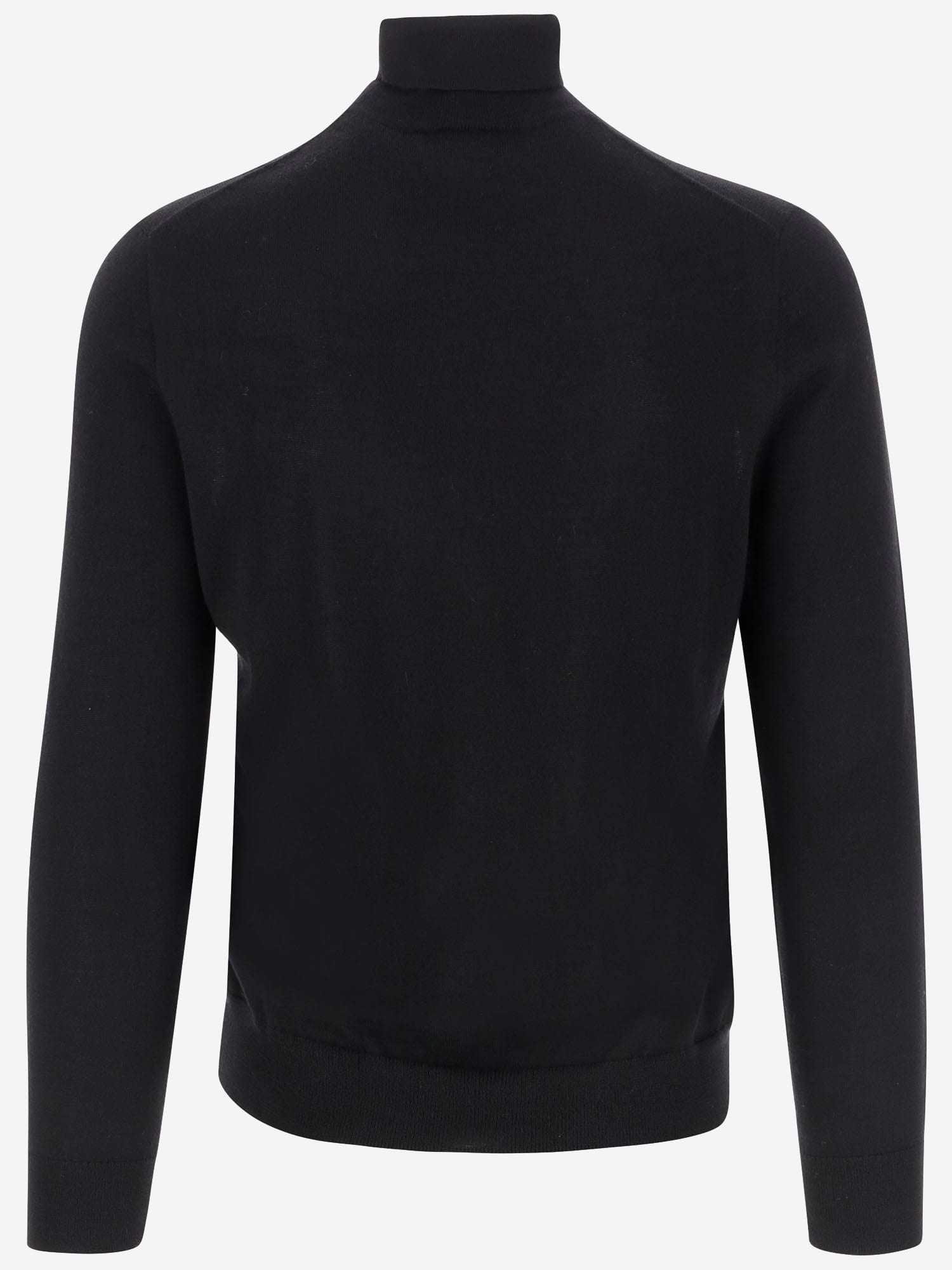 Shop Polo Ralph Lauren Wool Pullover With Logo In Black