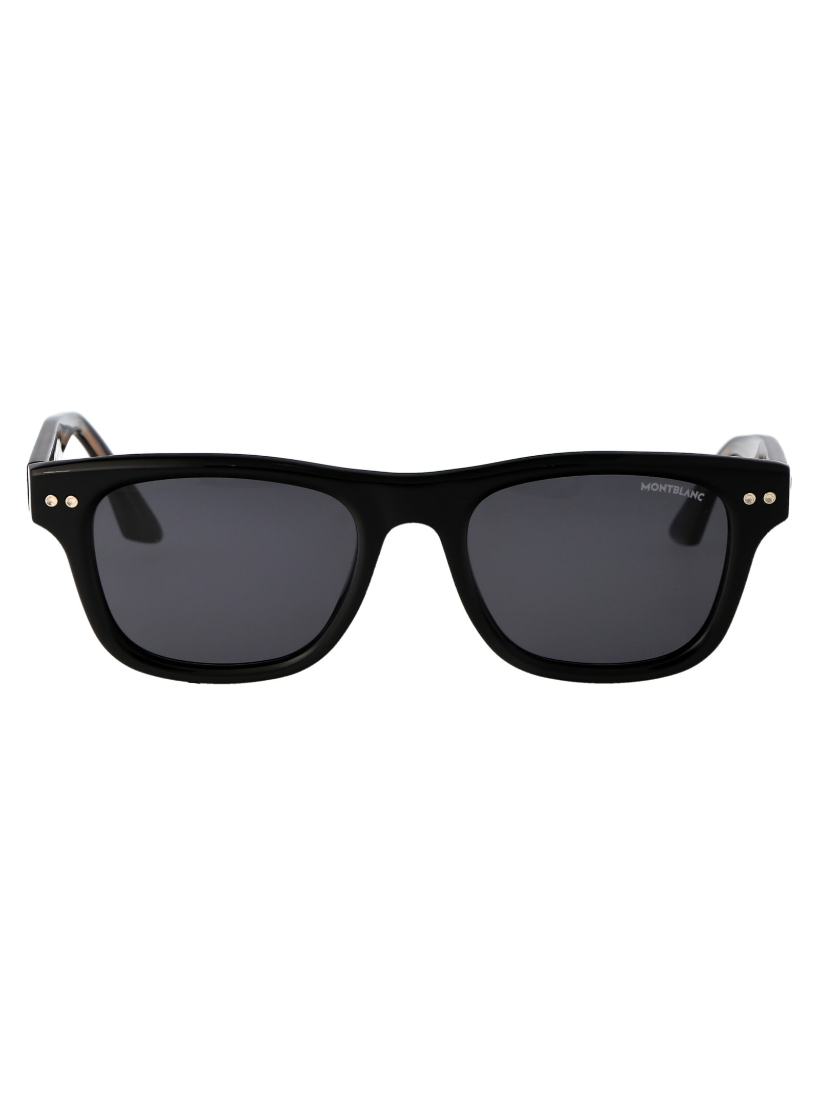 Shop Montblanc Mb0254s Sunglasses In 001 Black Black Smoke