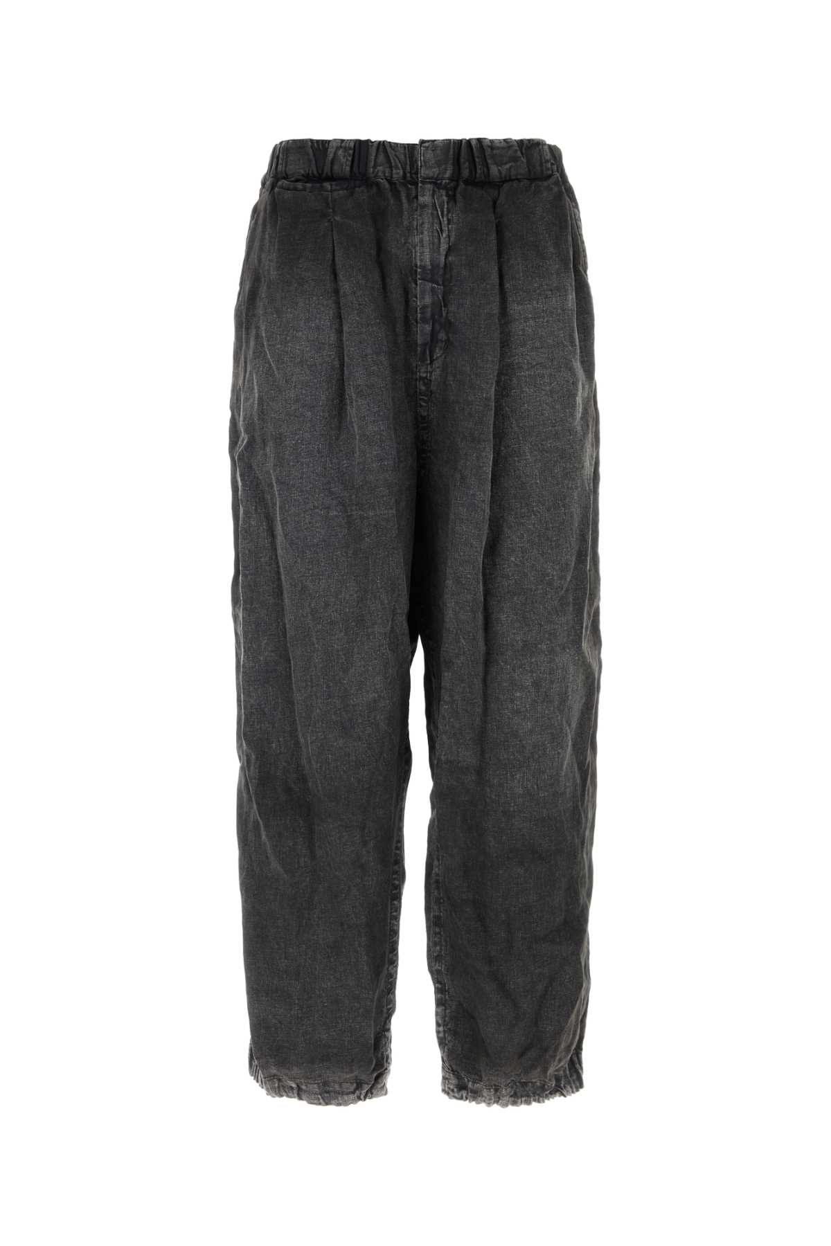 Shop Miharayasuhiro Charcoal Linen Pant In Black