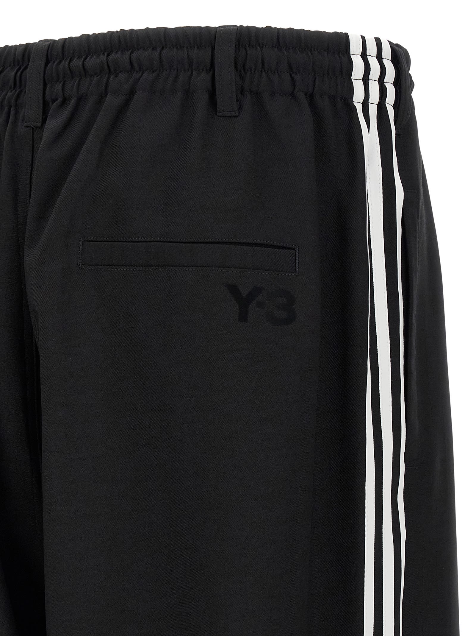 Y-3 Drawstring Trousers With Side Stripes In Black