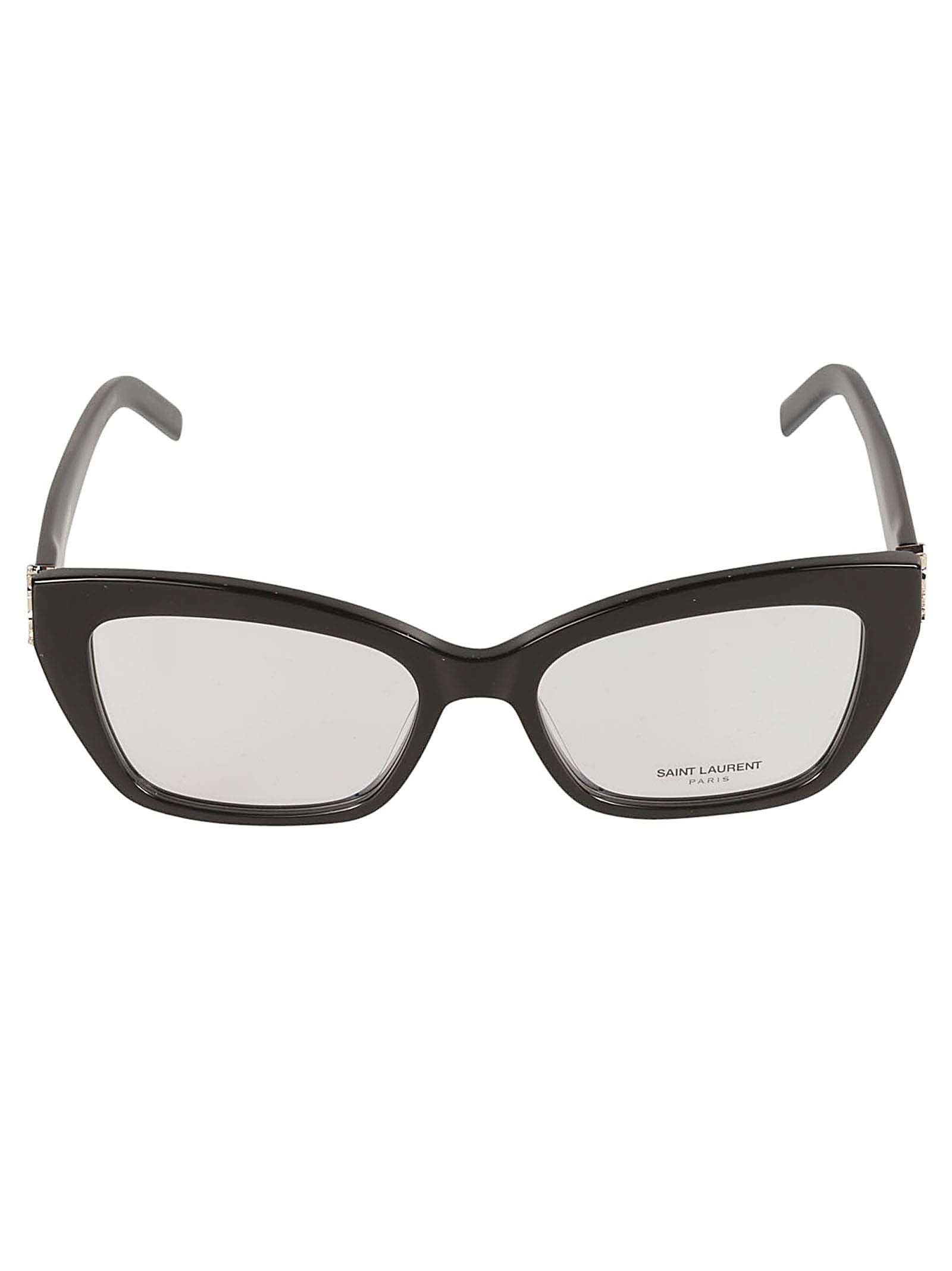 Saint Laurent Ysl Hinge Butterfly Frame Glasses In Black/transparent