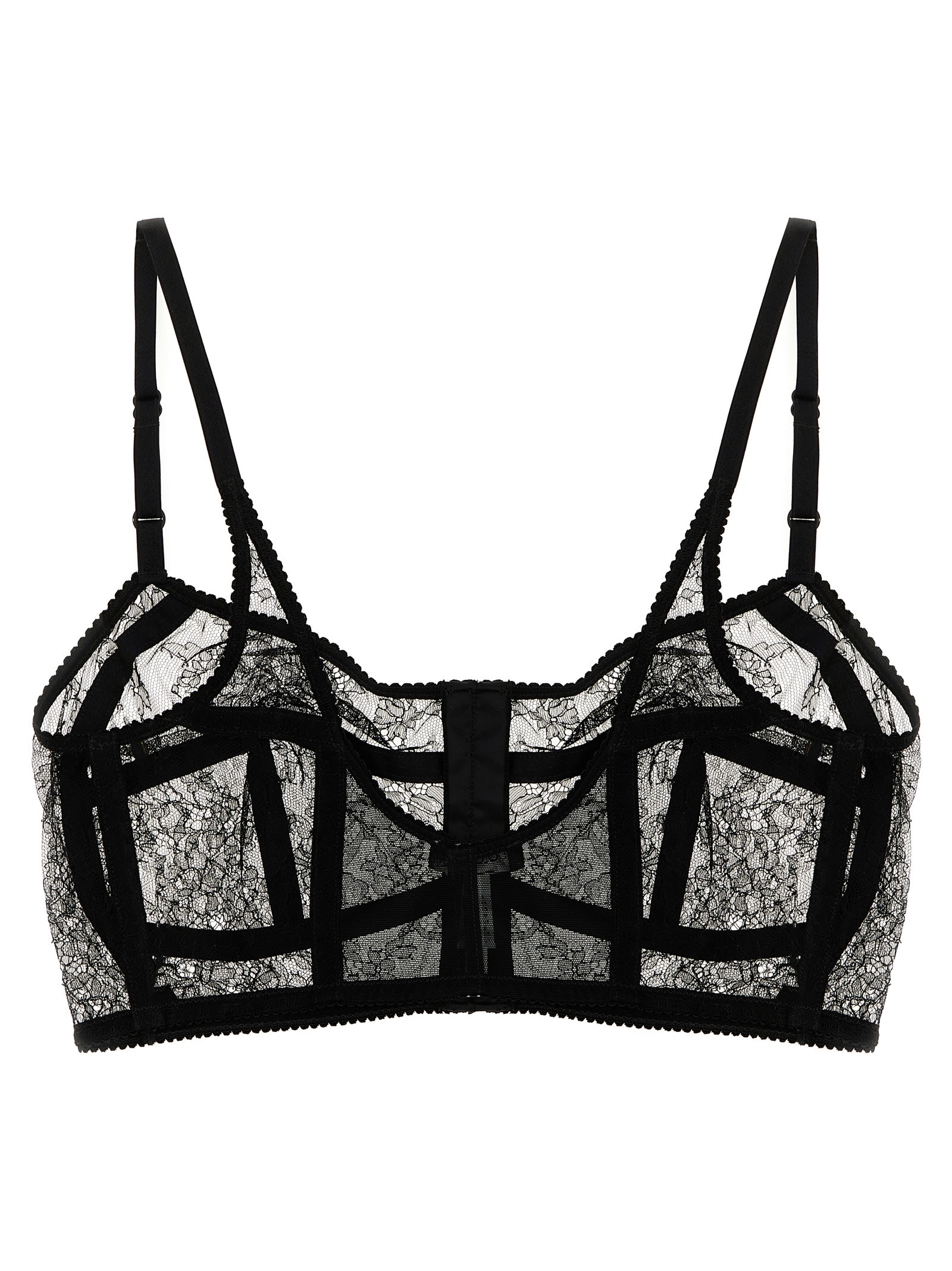 Dolce & Gabbana Sheer Lace Bra Adjustable Straps In Black