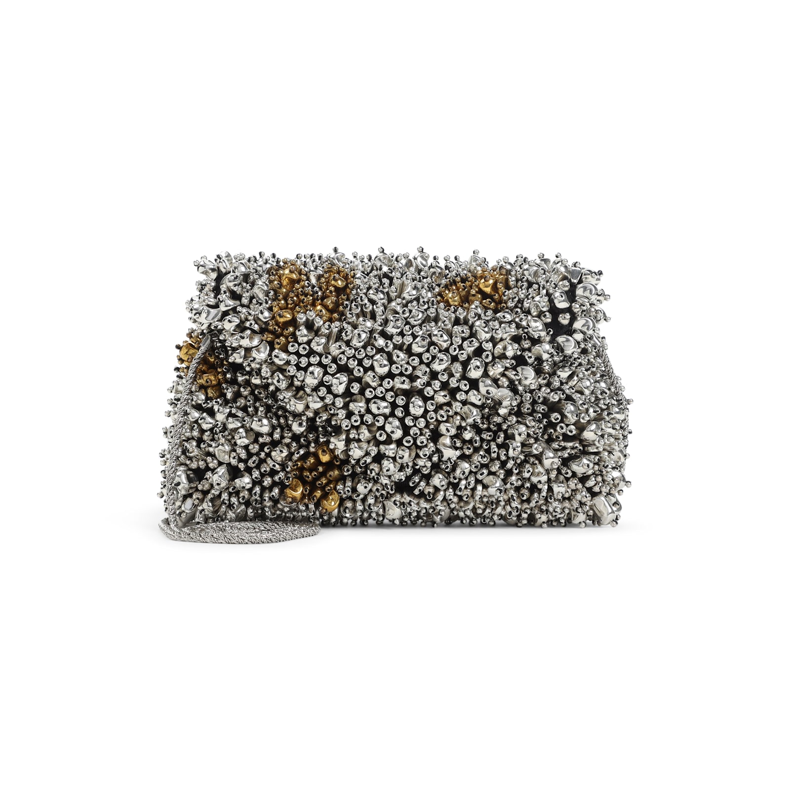 Dries Van Noten Small Embroidered Envelope Clutch In Silver