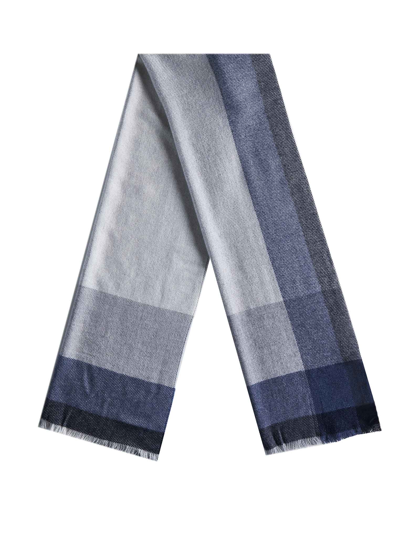 Shop Brunello Cucinelli Scarf In Navy Grigio Nebbia