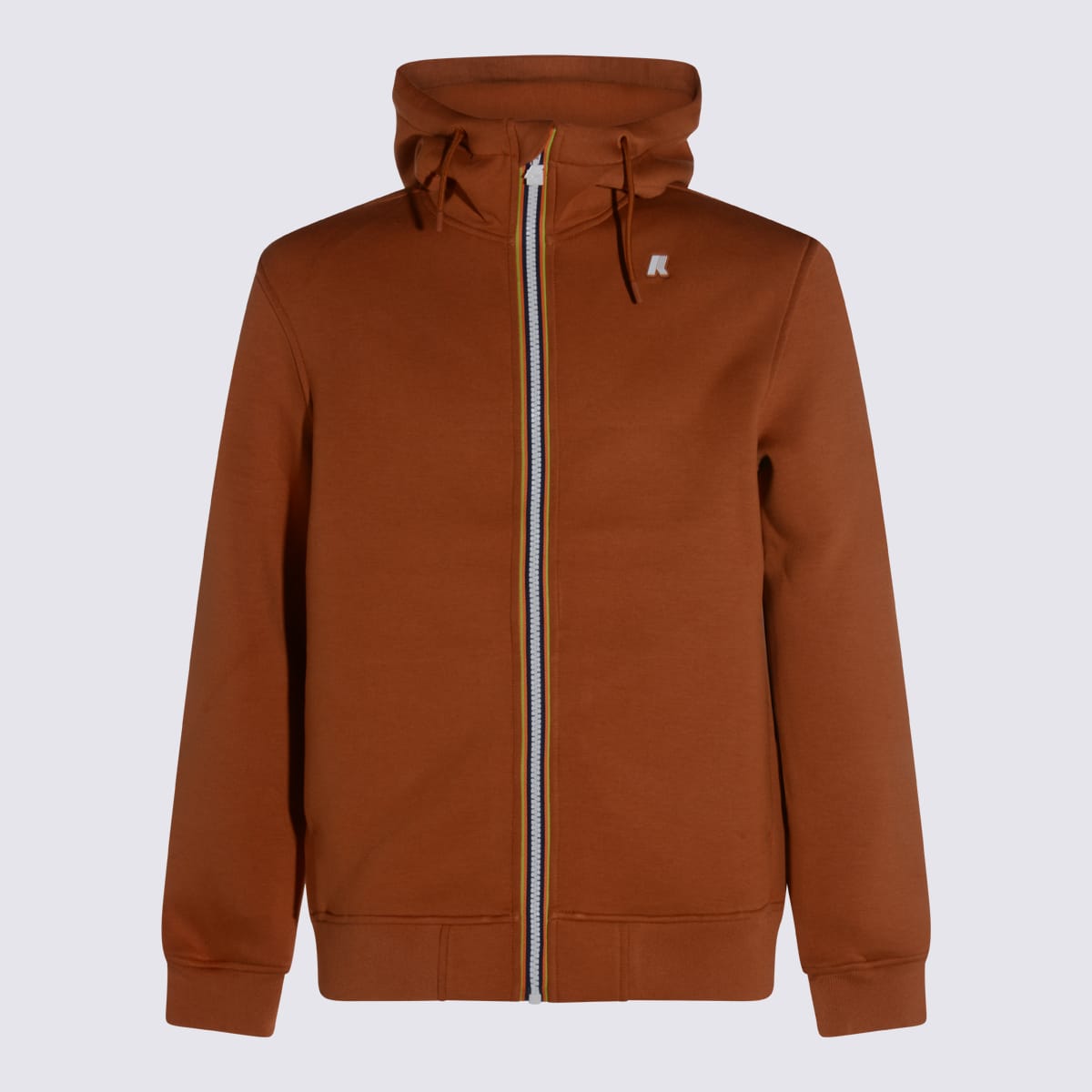 K-way Relaxed Fit Hooded Jacket With Ribbed Cuffs And Hem In Brown
