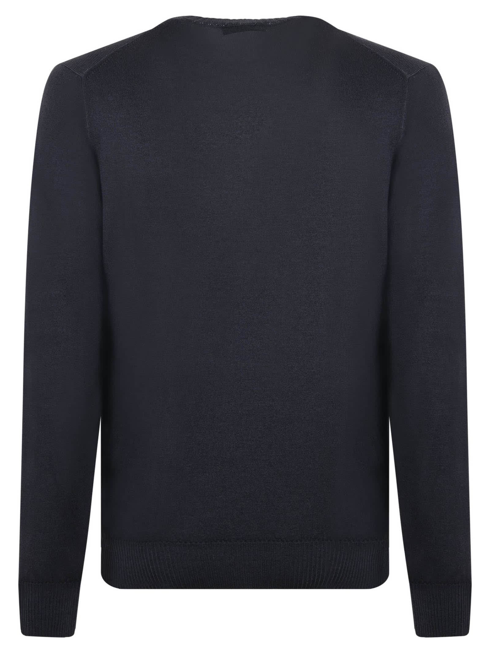 Shop Fay Black Virgin Wool Jumper