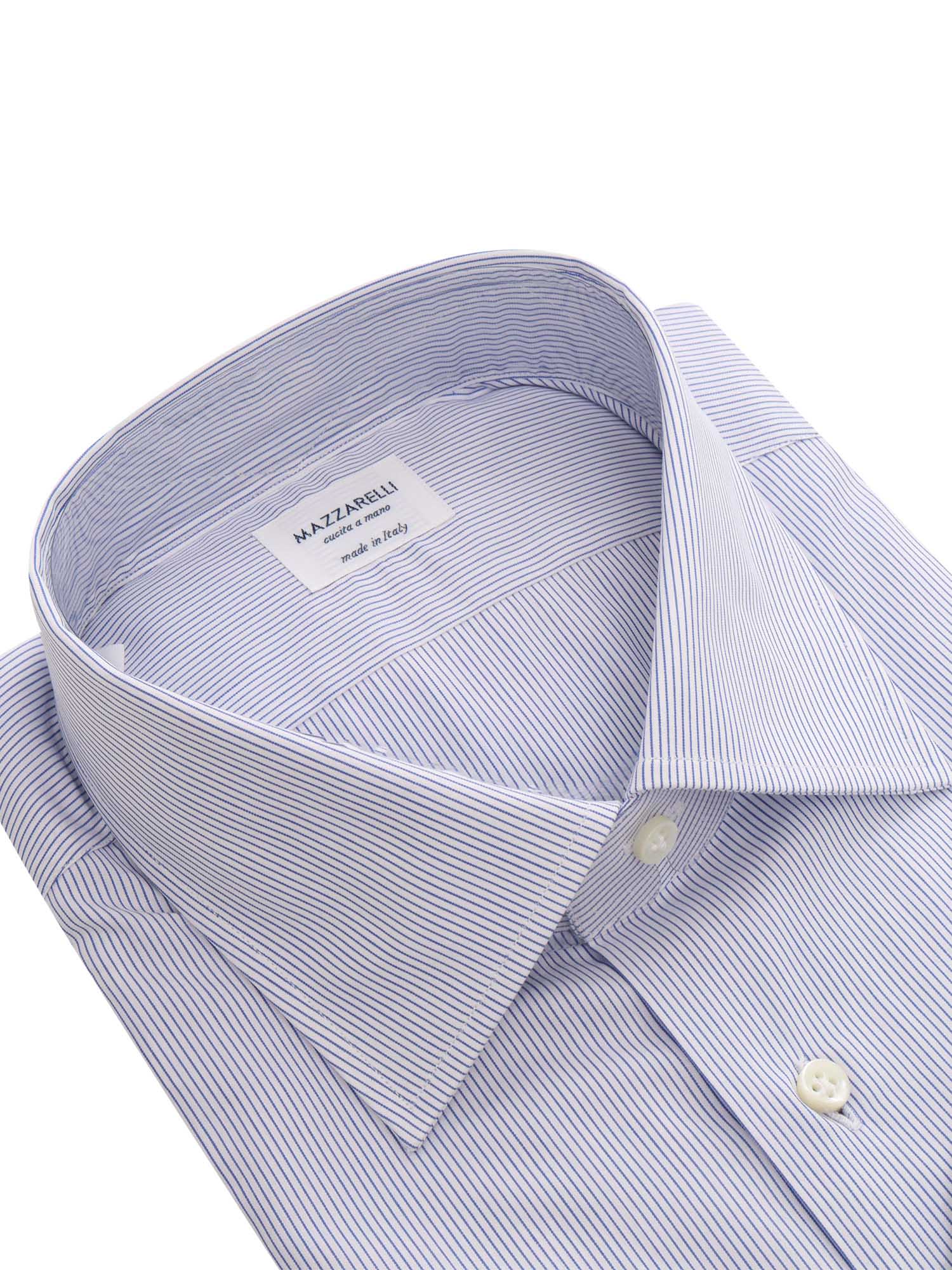 Mazzarelli Striped Cotton Shirt In Blue