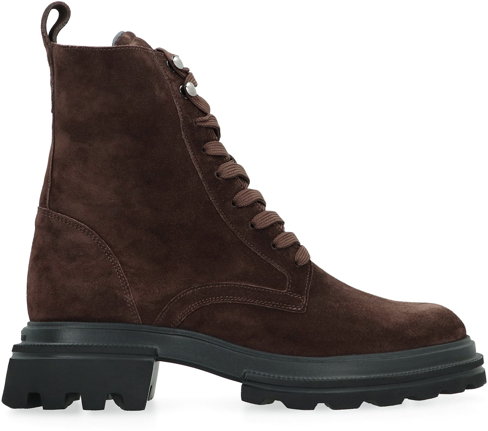 Shop Hogan 10-storey Lace-up Suede Ankle Boots In Brown