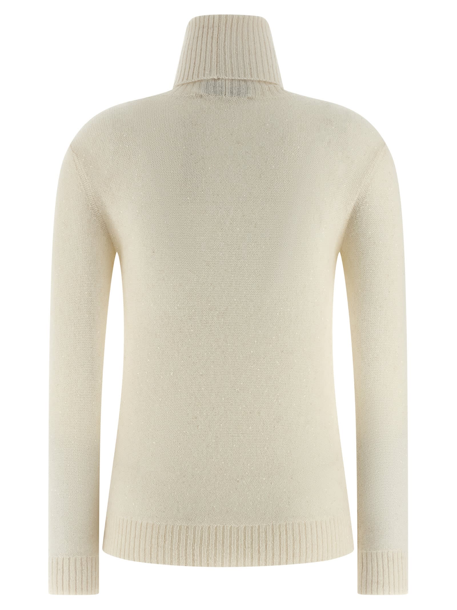 Fabiana Filippi Sequin Turtleneck Sweater Sweaters And Cardigans White In White