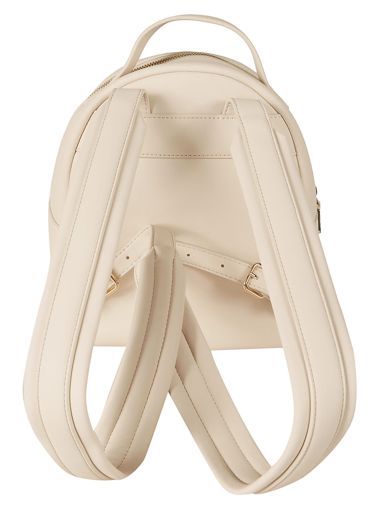 Shop Love Moschino Logo Plaque Embossed Backpack In Avorio