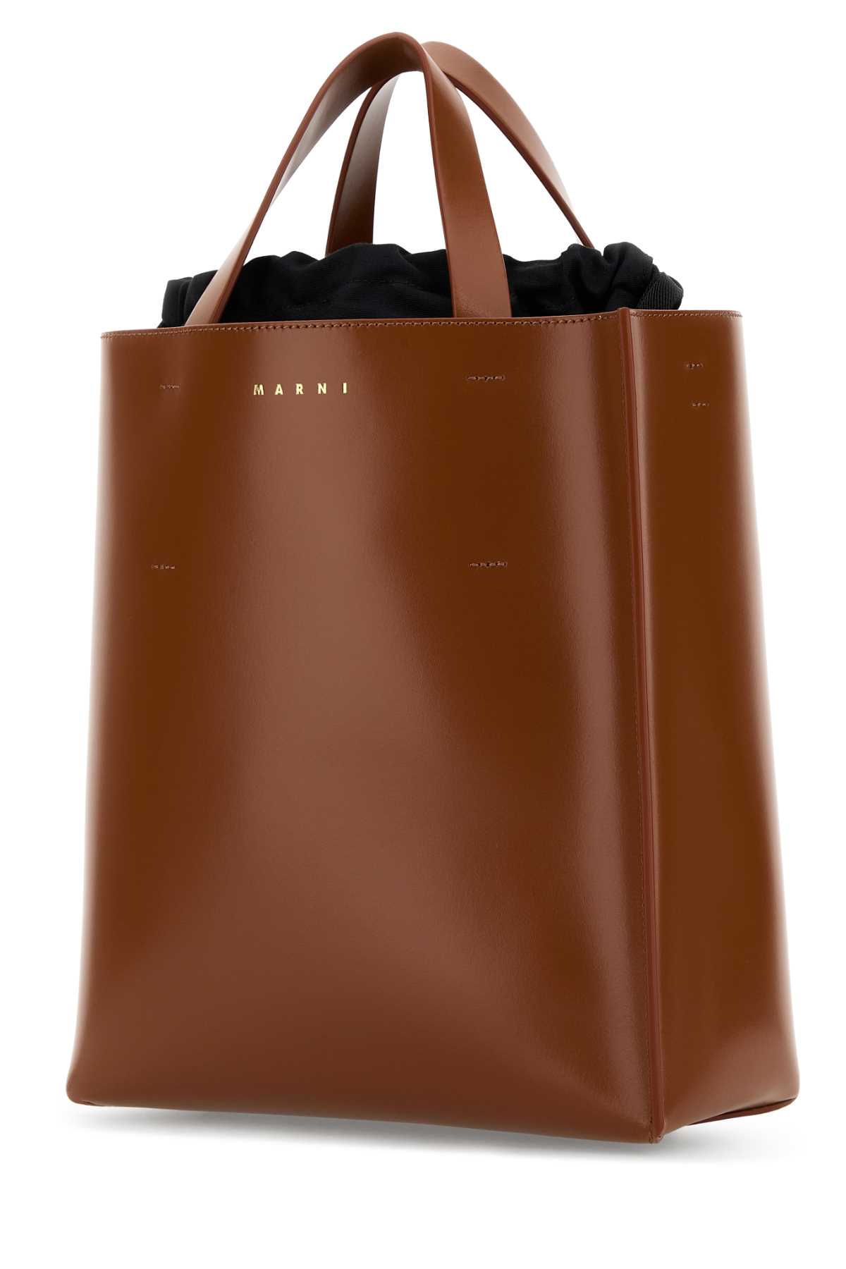 Shop Marni Brown Leather Small Museo Handbag In Moca