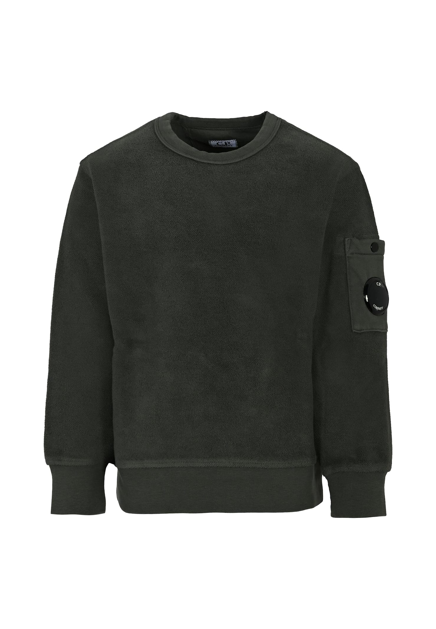 C.p. Company Undersixteen Green Sweatshirt For Boy With Lens In Gray