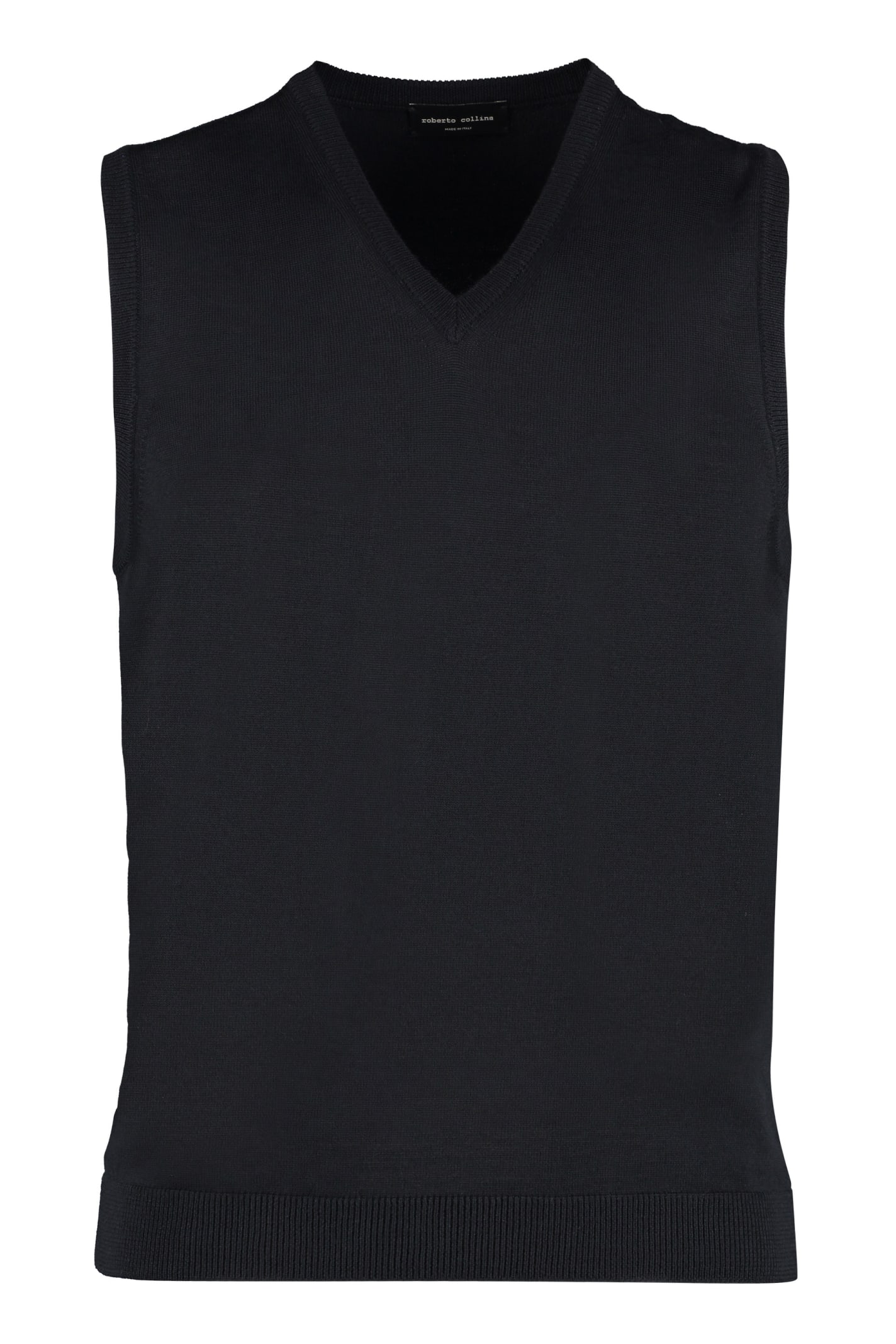 Shop Roberto Collina Knitted Wool Vest In Black