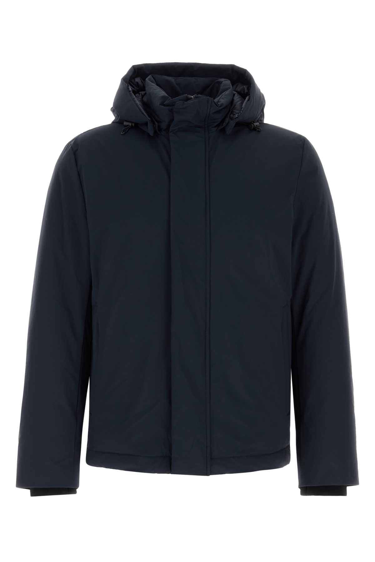 Midnight Blue Stretch Nylon Down Jacket