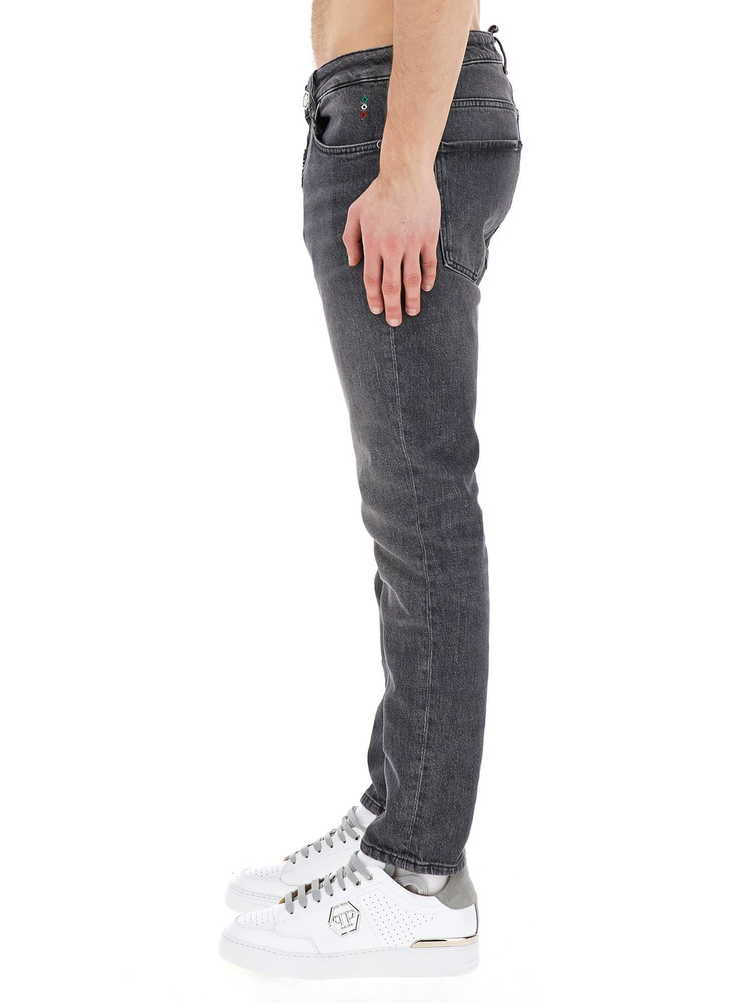 Shop Philipp Plein Skinny Fit Jeans In Grigio