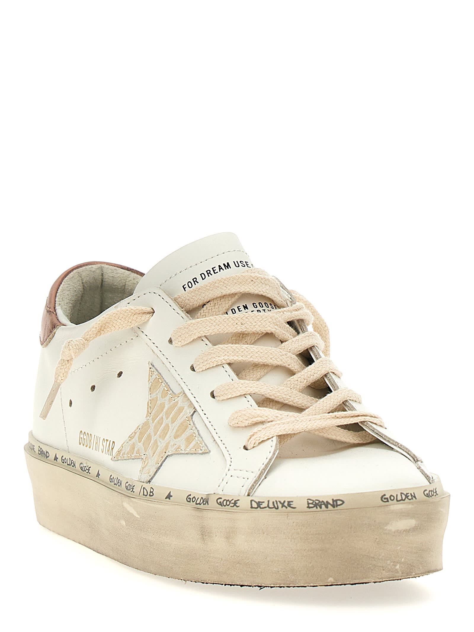 Shop Golden Goose Hi Star Sneakers In White