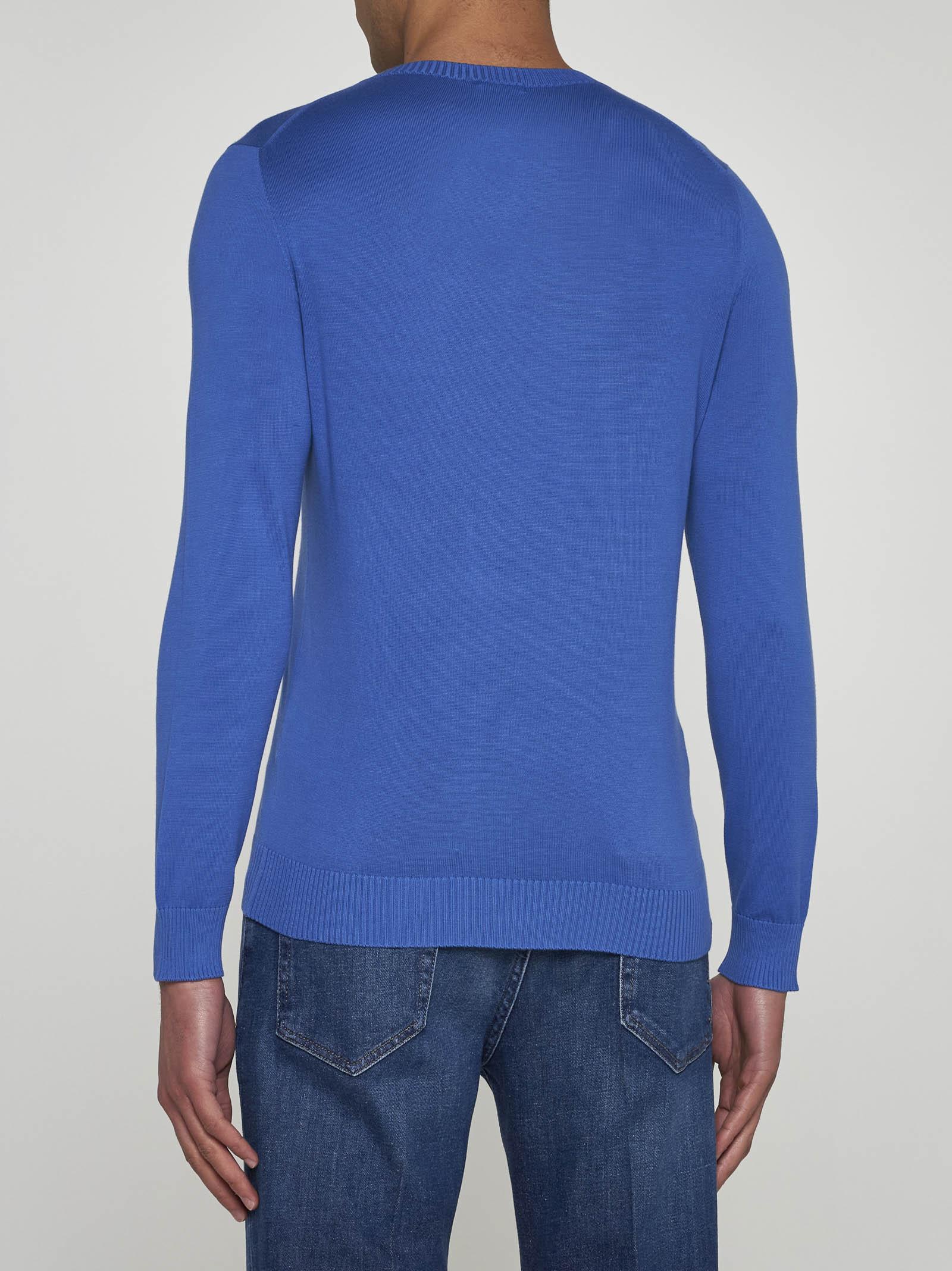 Shop Malo Cotton Sweater In Bluette