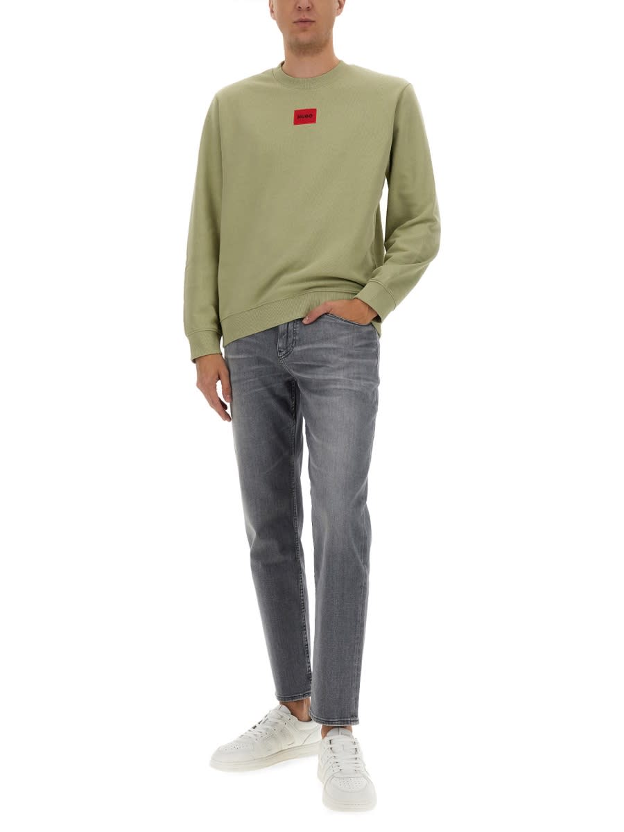 Hugo Boss Logo-patch Cotton Sweatshirt In Green