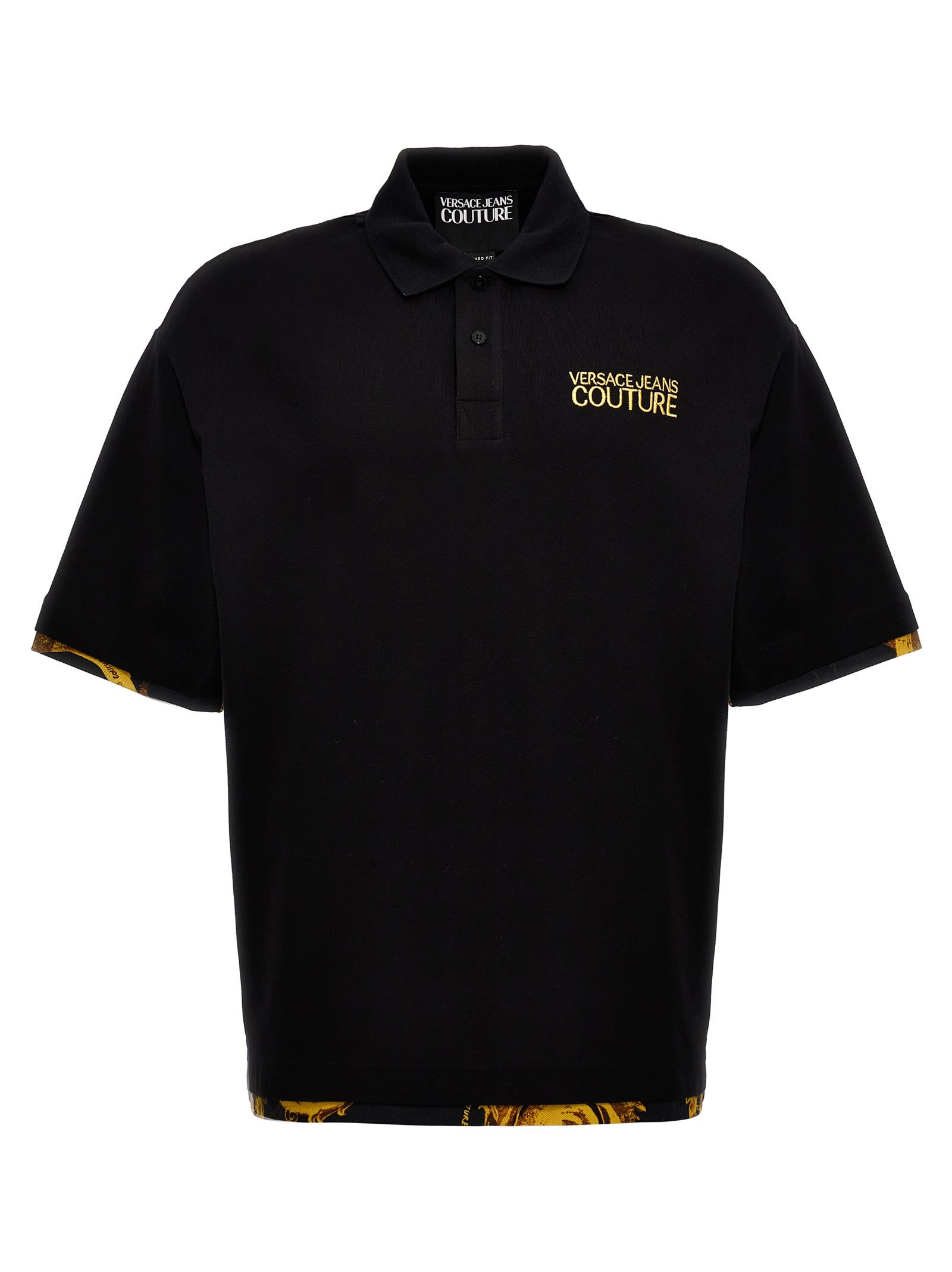Shop Versace Jeans Couture Barocco Polo Shirt In Black