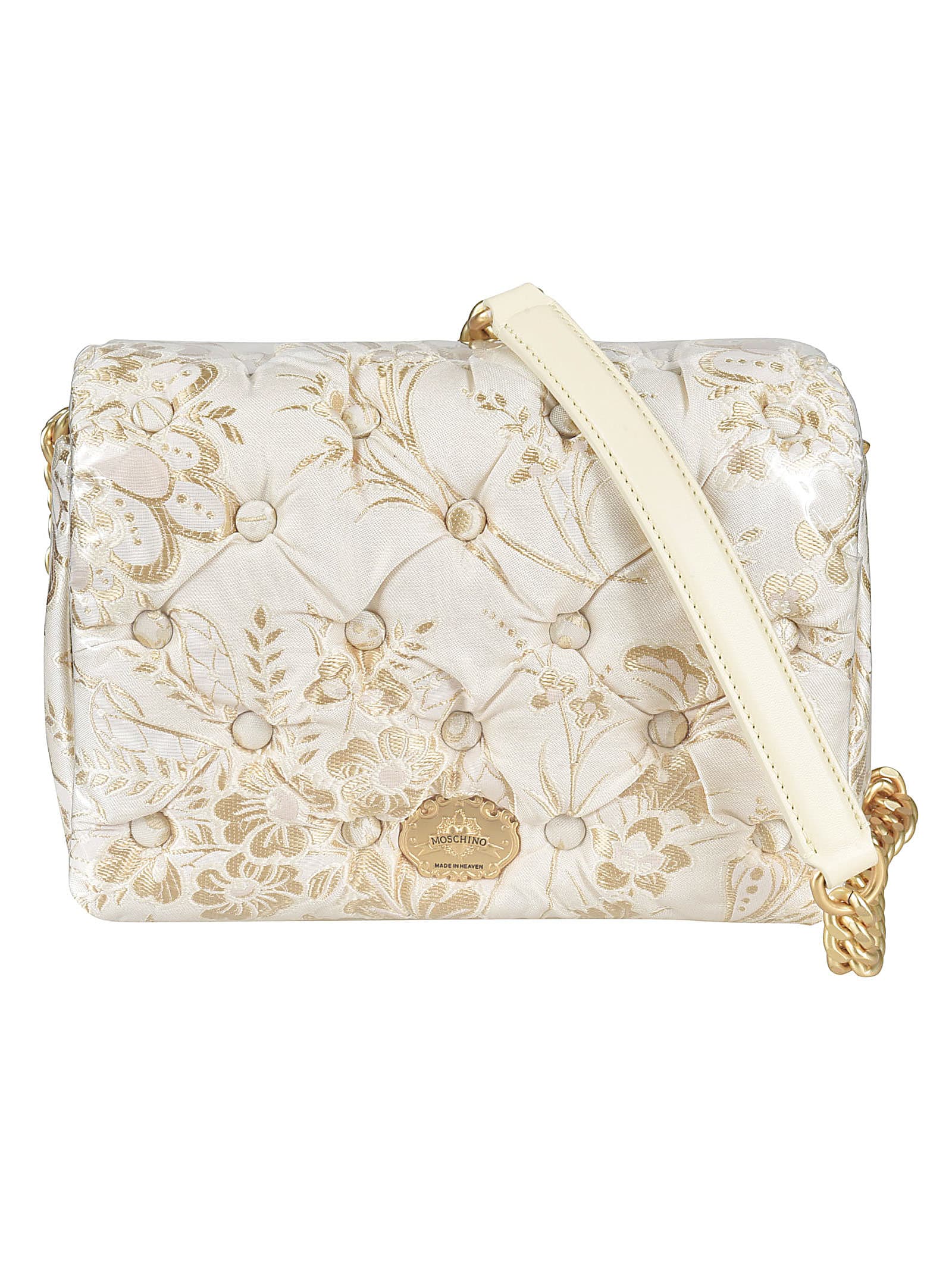 Moschino Floral Embroidered Chain Shoulder Bag In Fantasia