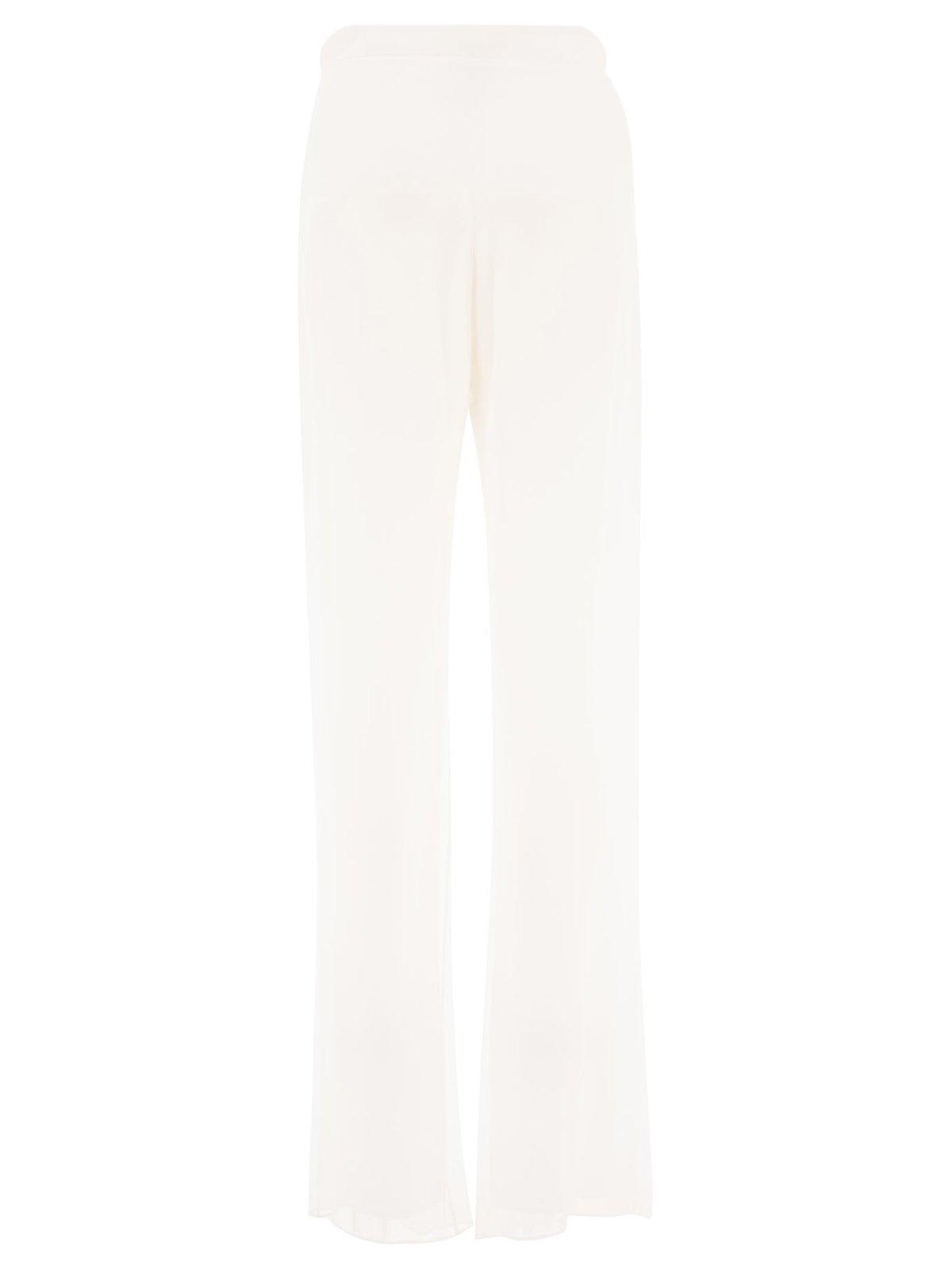 Shop Max Mara High Waist Chiffon Trousers In White