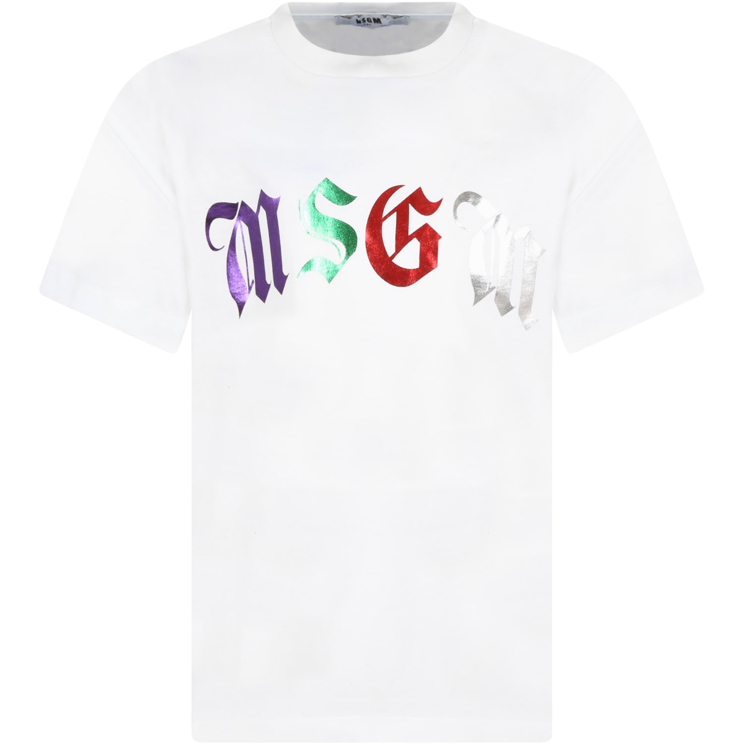 MSGM White T-shirt For Boy With Logo And Phrase