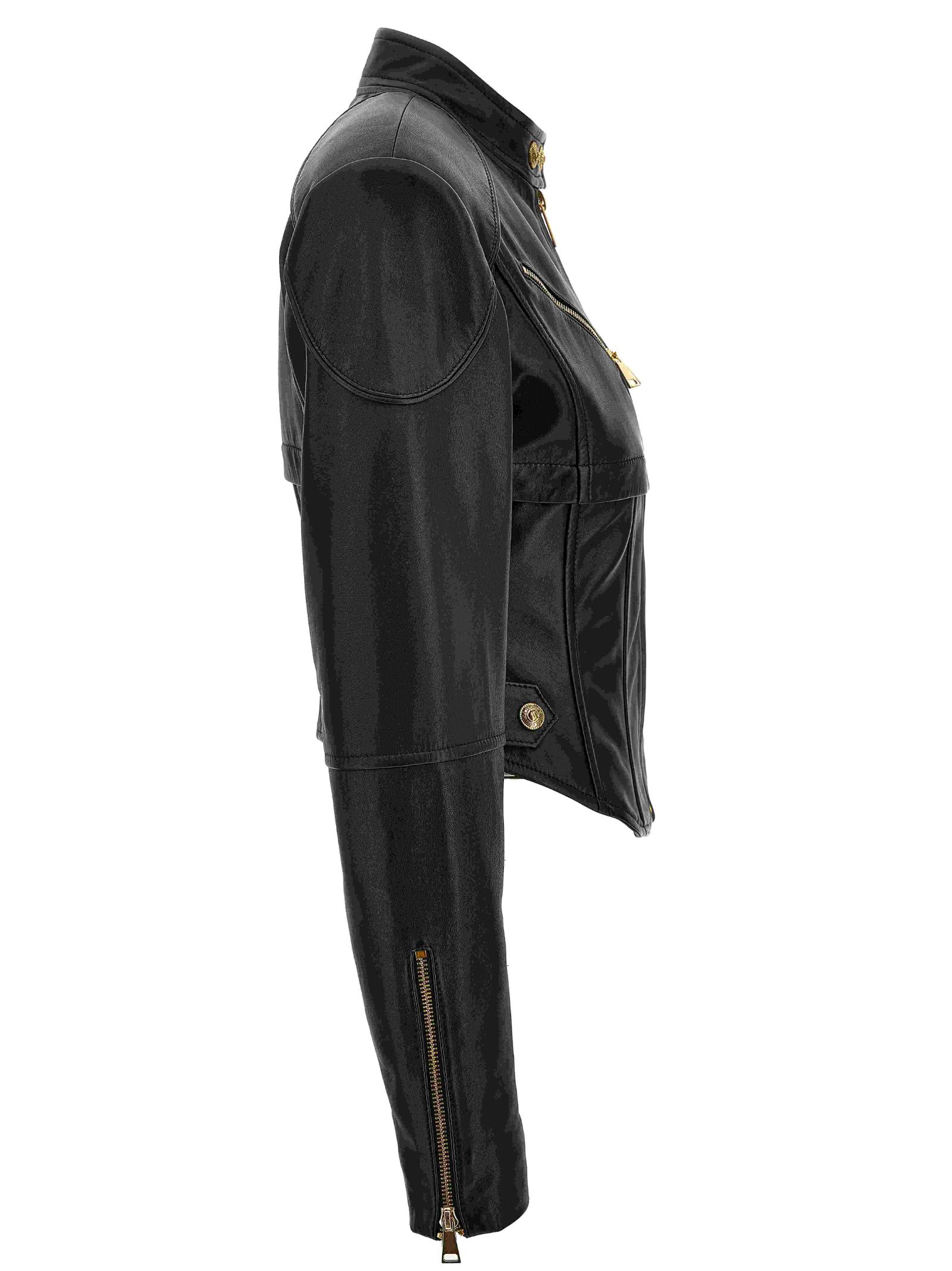 Shop Versace Jeans Couture Leather Jacket In Black