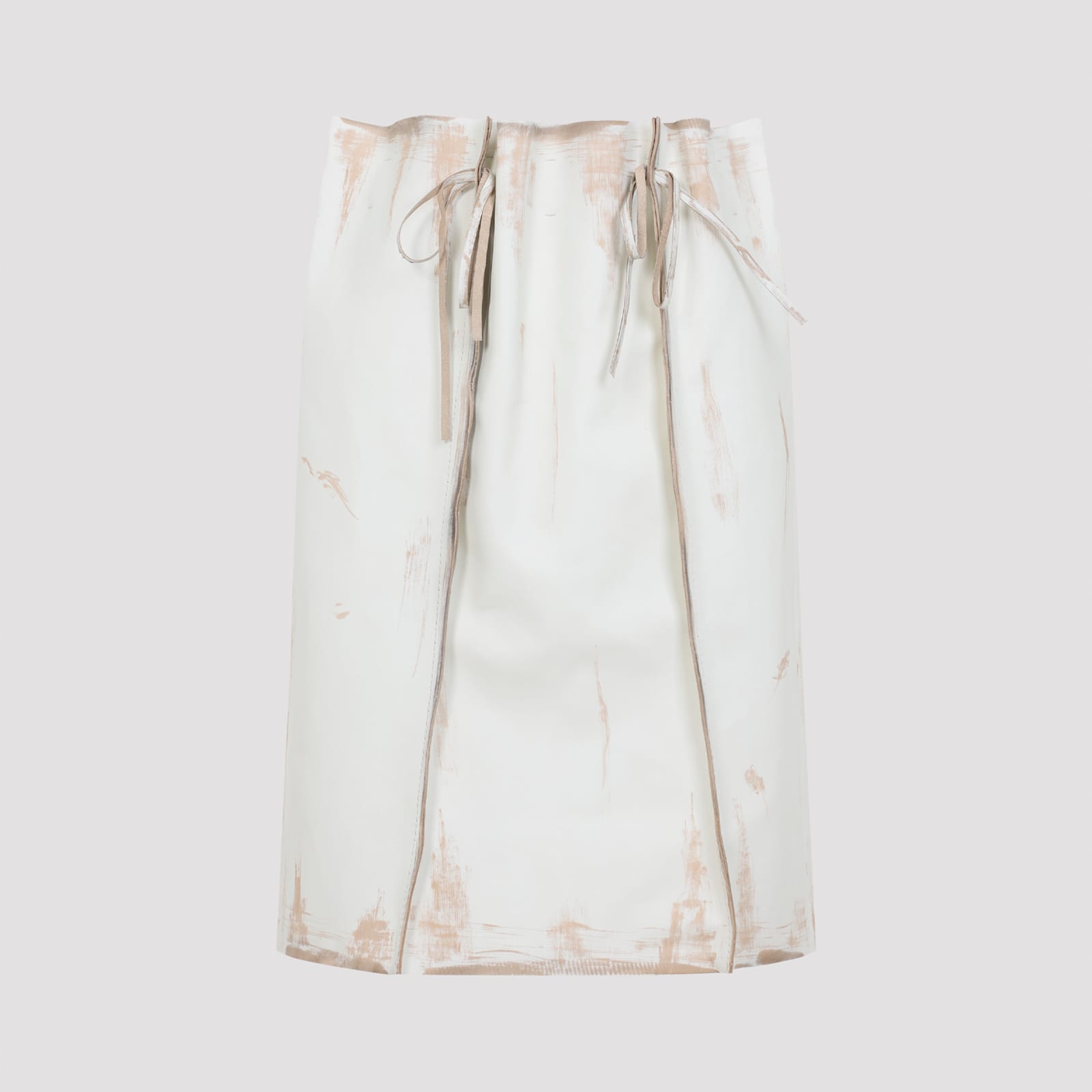 Prada Abstract Print Drawstring Waist Front Slit Skirt In Blue