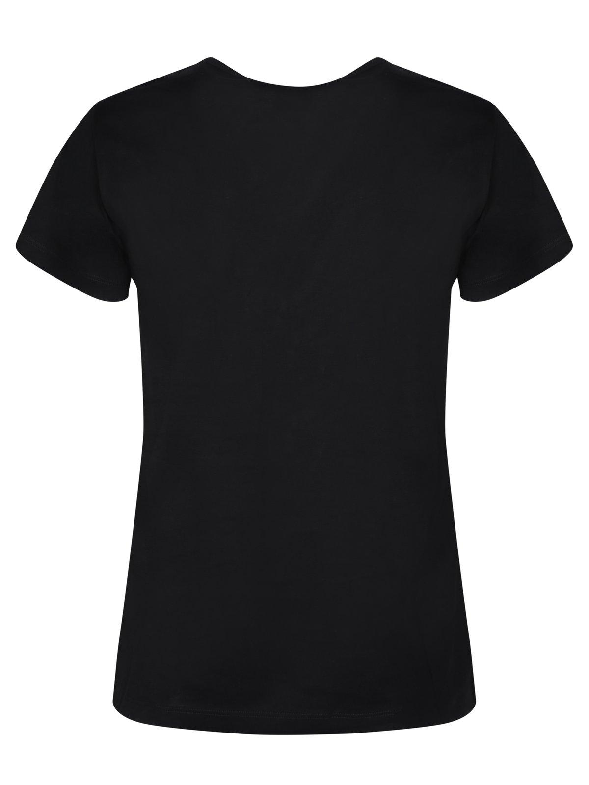 Shop Pinko Logo-embellished V-neck T-shirt In Black