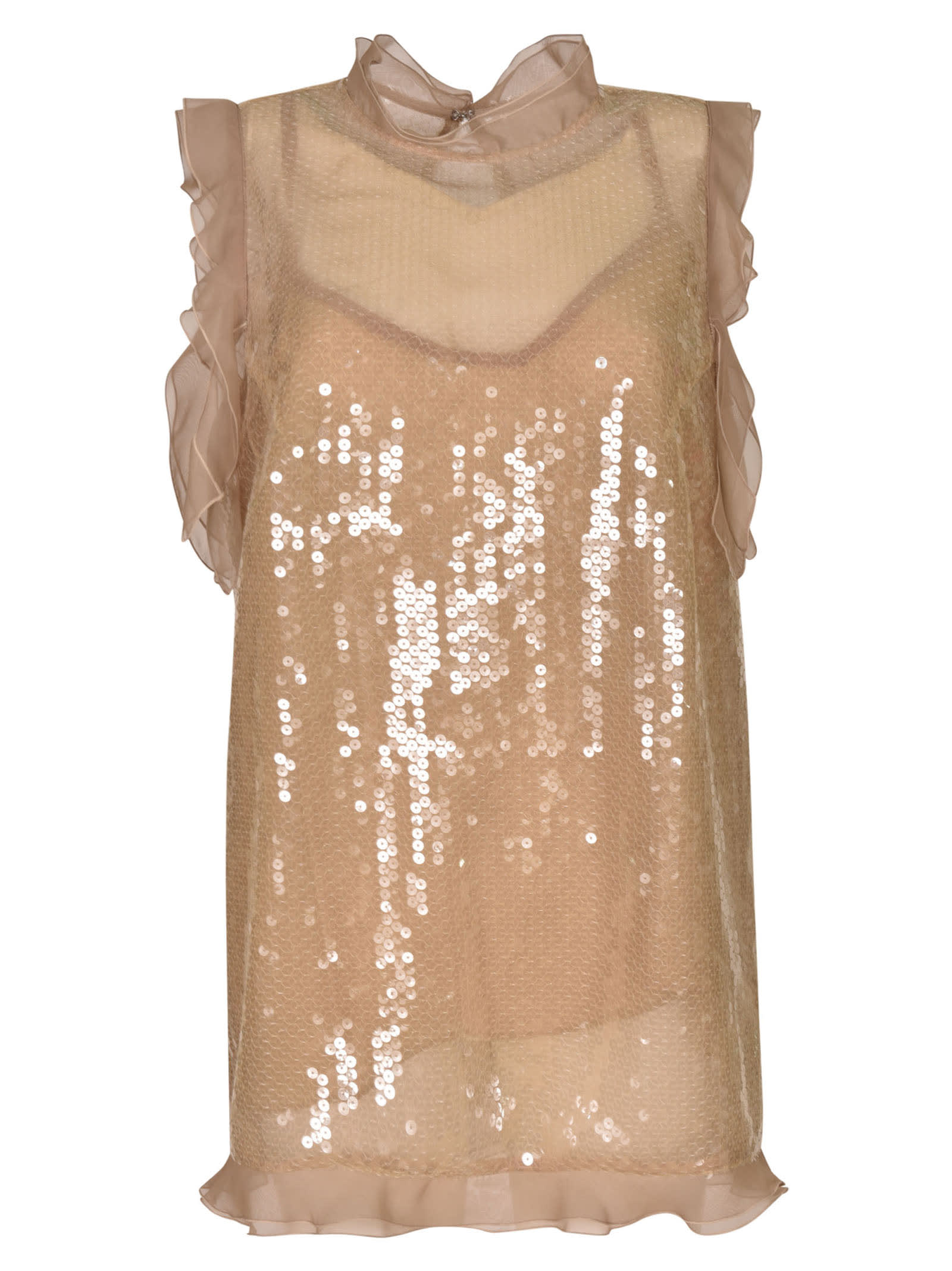Sacai Ruffle Trimmed Embellished Top